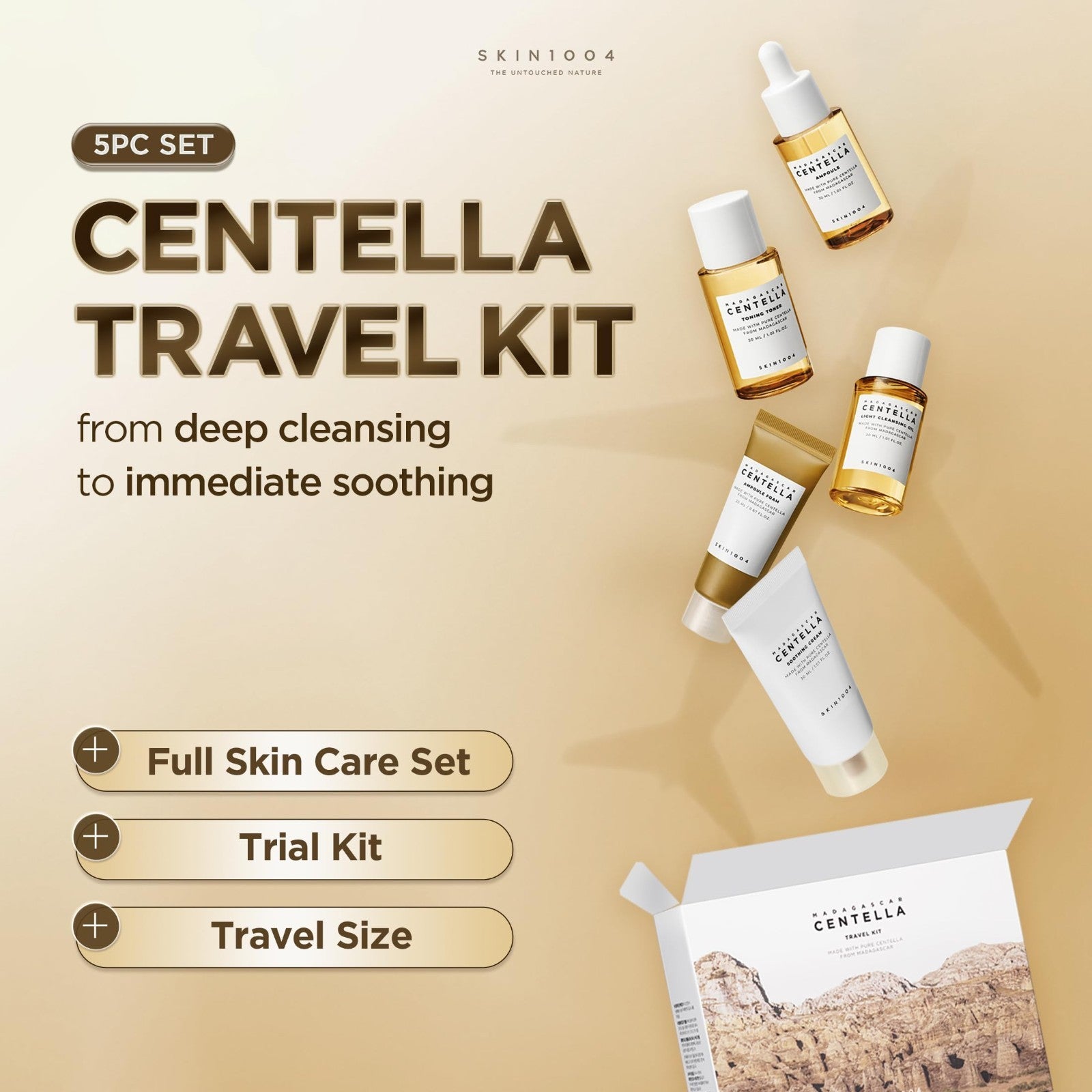 Korean Skin Care Travel Kit   Centella Essence Set of 5, Travel Size Essentials2
