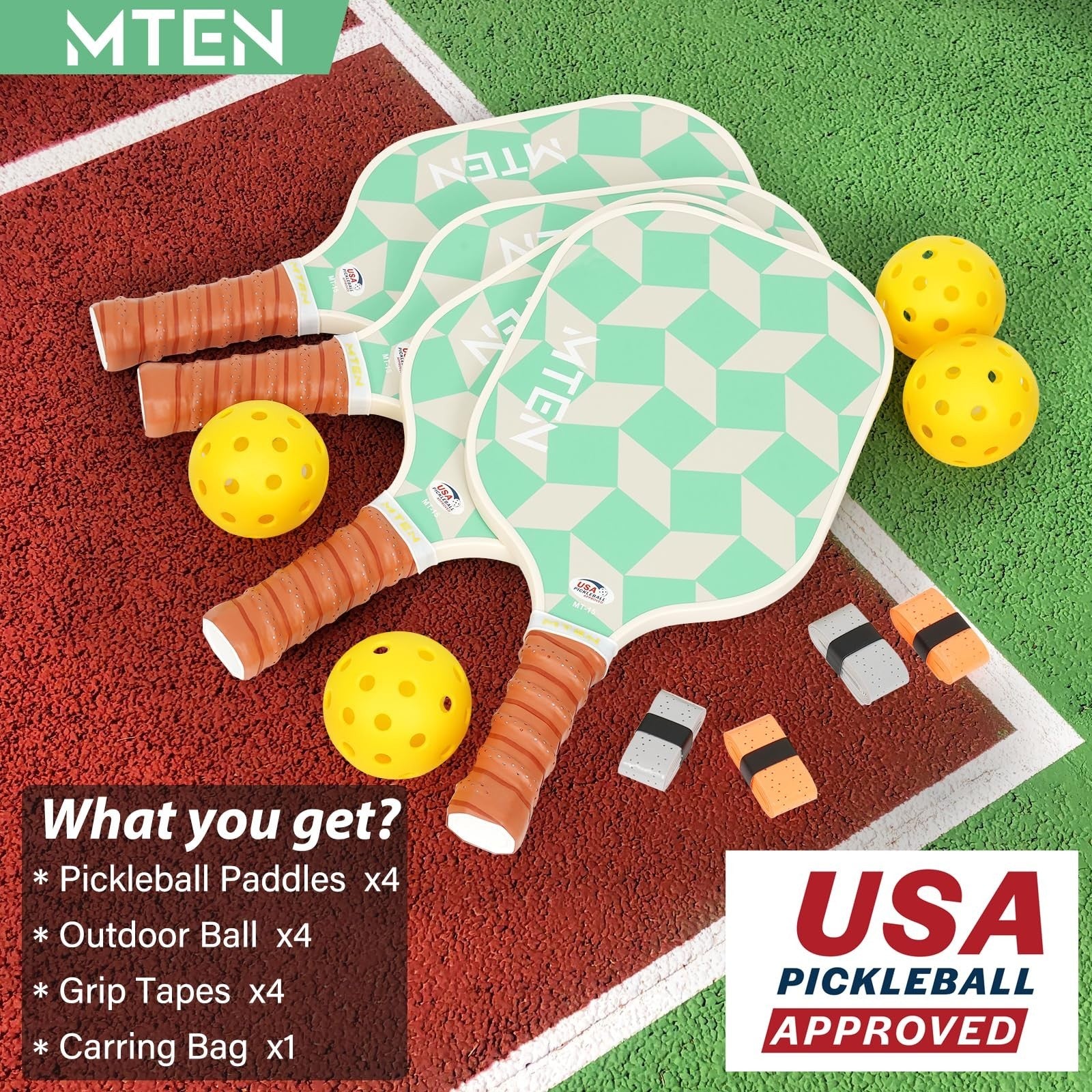 Pickleball Paddle Set of 2/4/1 - USAPA Approved Fiberglass Rackets, Lightweight5