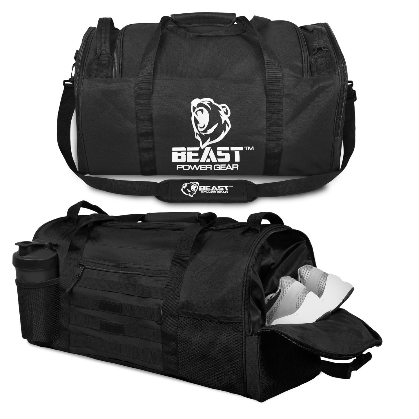 Versatile Gym Duffle Bag for Workout, Boxing, MMA - Shoes Compartment & Adjustab1