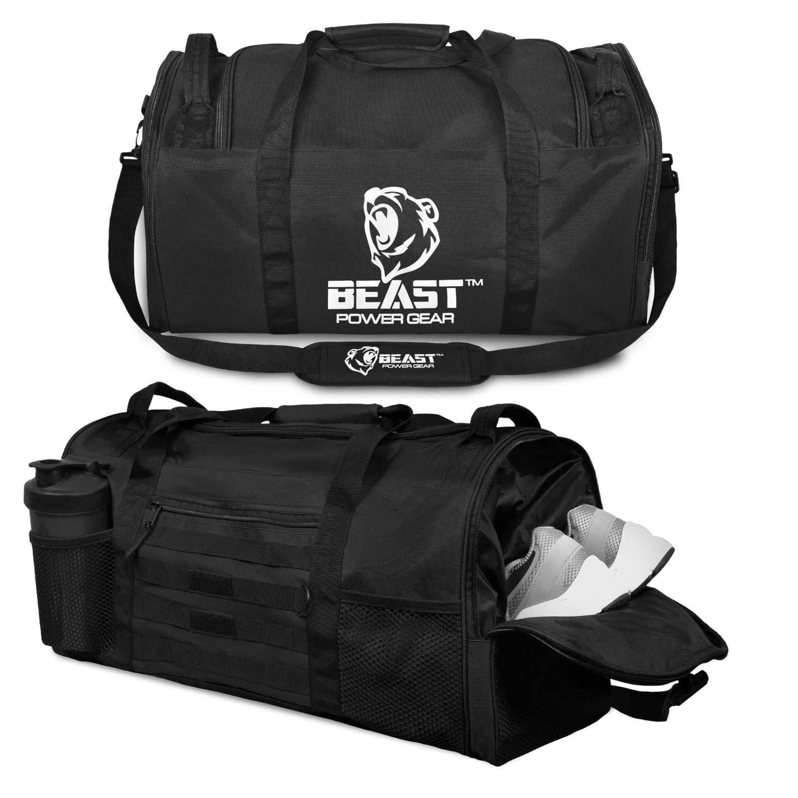 Versatile Gym Duffle Bag for Workout, Boxing, MMA - Shoes Compartment & Adjustab1