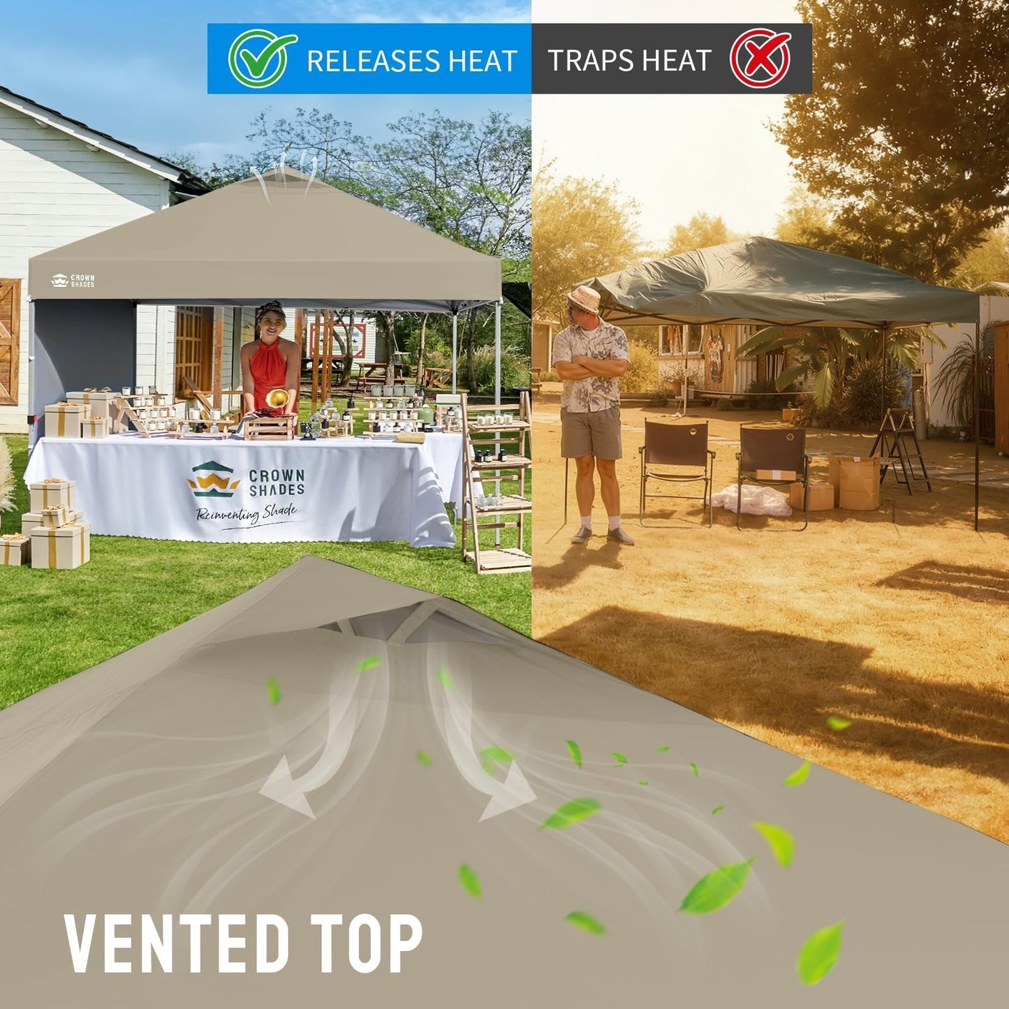 10x10 Pop Up Canopy Tent with Side Wall, Easy Setup Outdoor Gazebo, Beach Shade,5