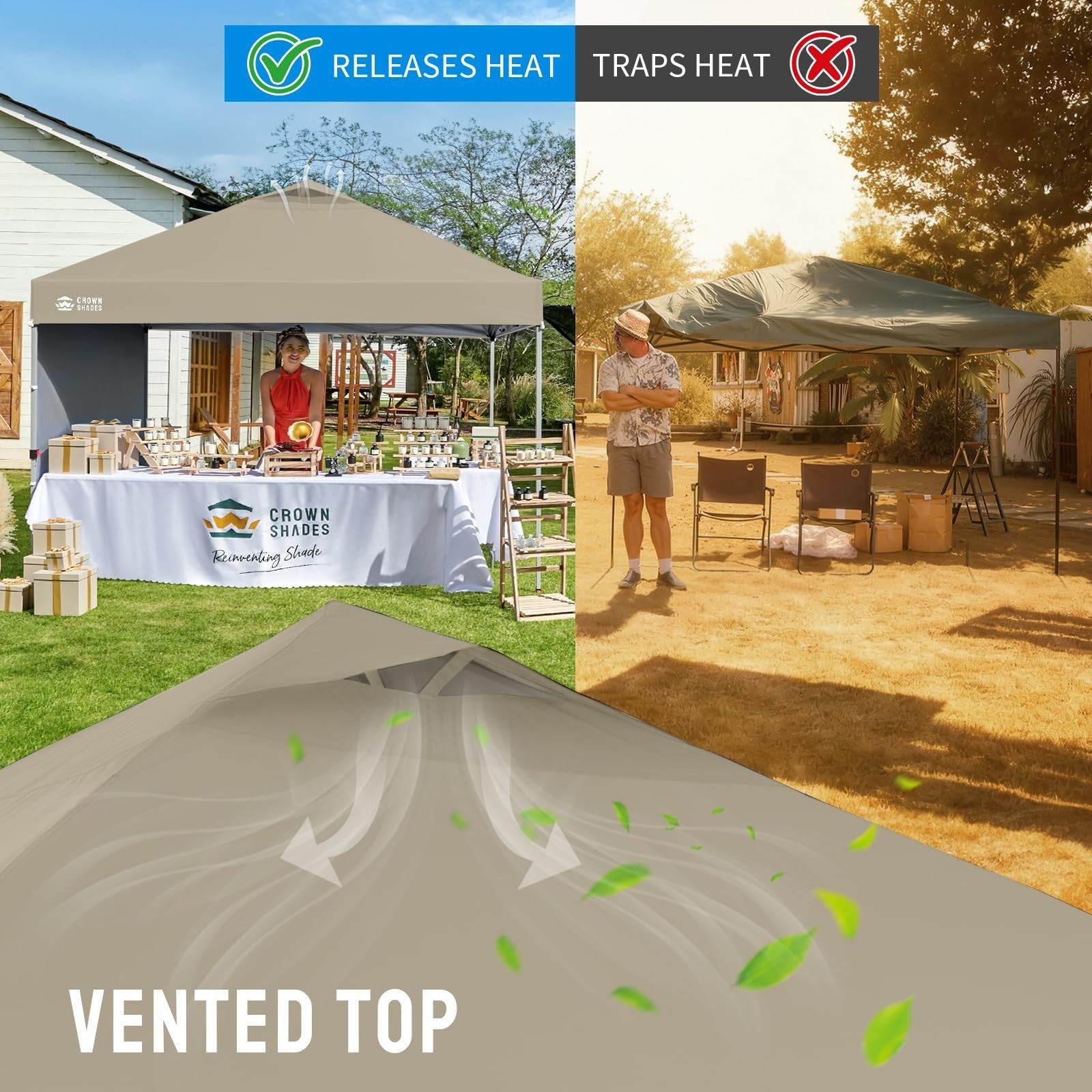 10x10 Pop Up Canopy Tent with Side Wall, Easy Setup Outdoor Gazebo, Beach Shade,5