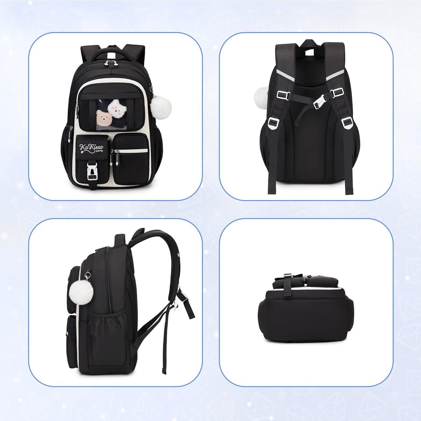 Kawaii Girls Backpack - Stylish School Bag for Middle & Elementary Students - Bl6