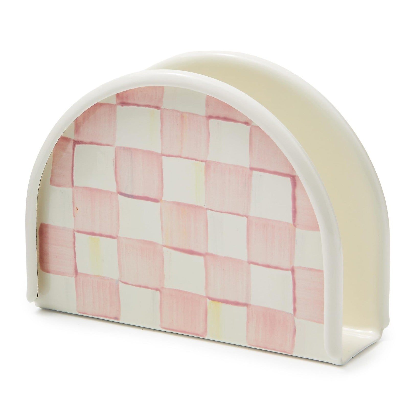 Optimized eBay Title:  "Stylish Pink-and-White Enamel Napkin Holder for Kitchen1