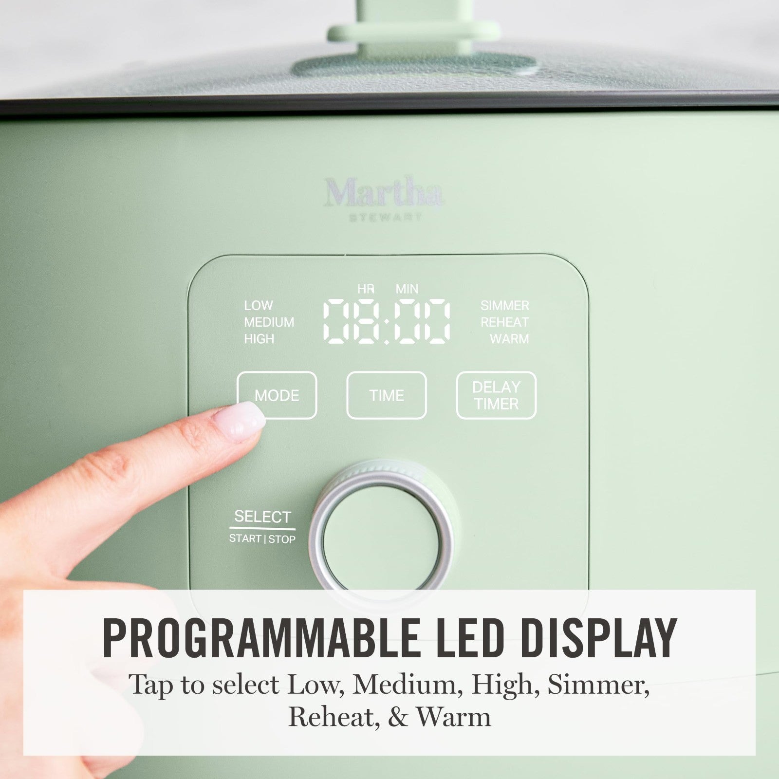 8 Quart Programmable Slow Cooker - Ceramic Nonstick, Timer, 3 Settings, Glass Li3