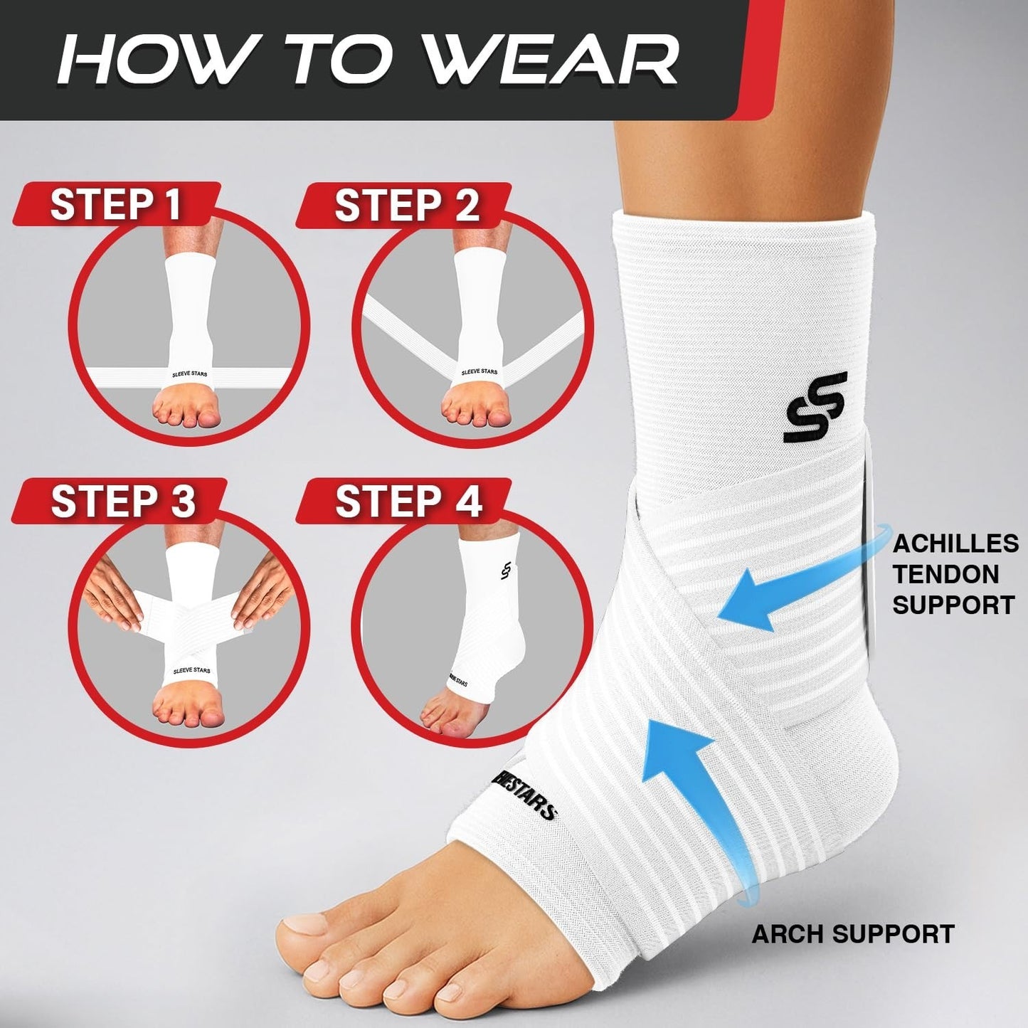 Ankle Brace Compression Sleeve for Sprains & Plantar Fasciitis Relief   Adjustab5