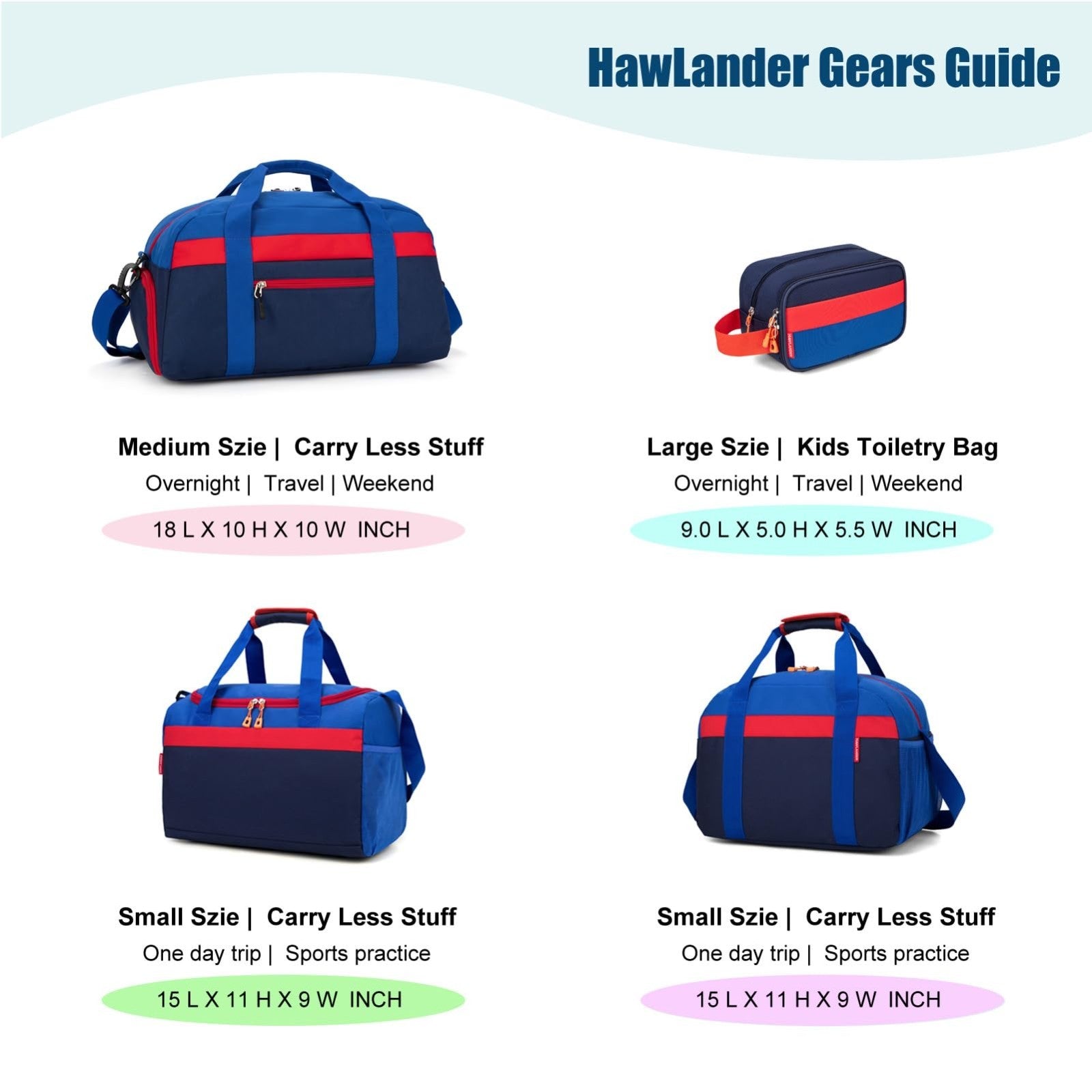 Large Kids Travel Duffle Bag - Roomy 22" x 12" x 12" for Overnight & Weekend Tri8