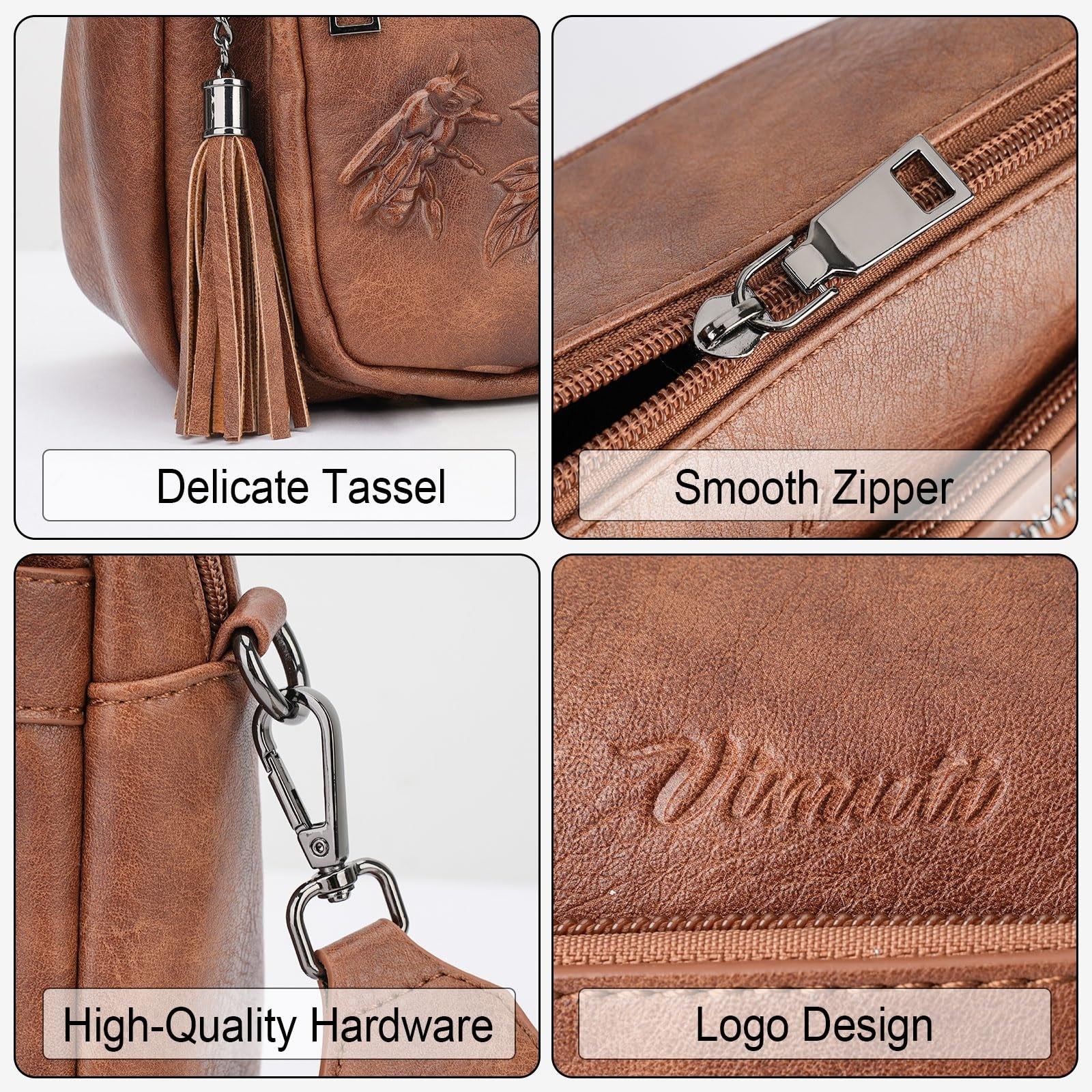 Stylish Vegan Leather Crossbody Bag for Women, Embossed Design, Trendy Purse5