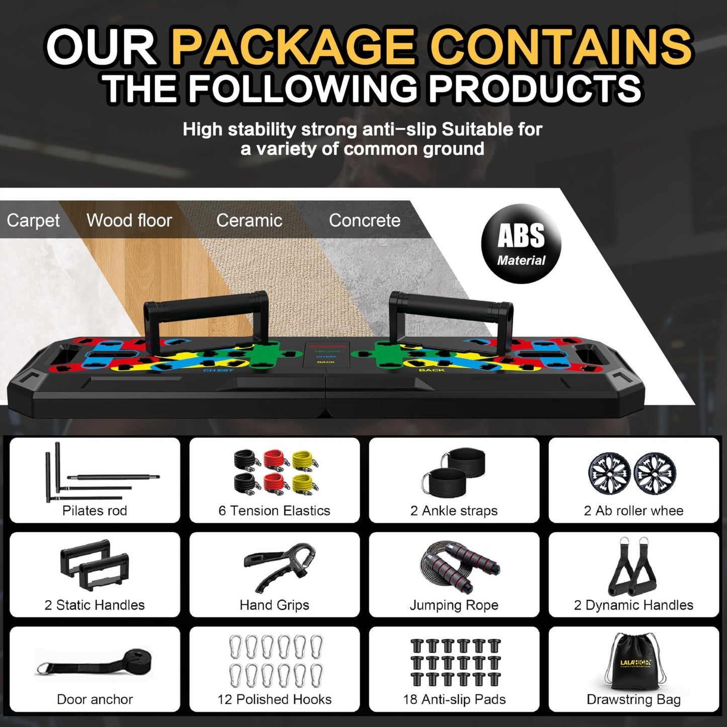 15 in 1 Push Up Board   Multi Functional Home Workout Equipment for Chest & Musc6