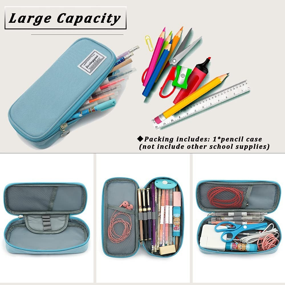 Multi Slot Pencil Case, Portable Pen Pouch, Office & School Supplies Bag   Blue3