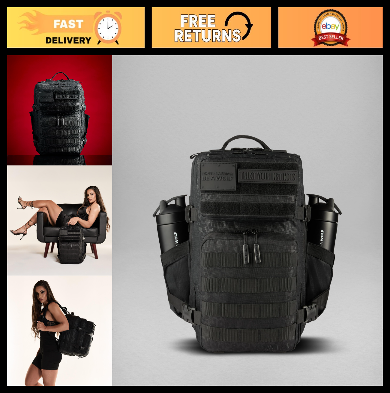 Durable 25L Waterproof Gym Backpack   1000D Oxford, MOLLE Webbing, Laptop Pocket0