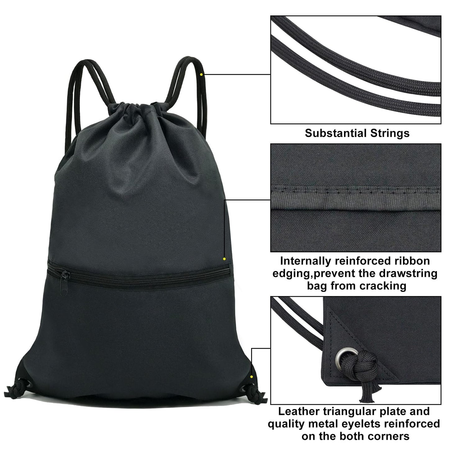 Durable Drawstring Backpack Gym Bag   Lightweight Sport Sackpack for Travel & Fi4