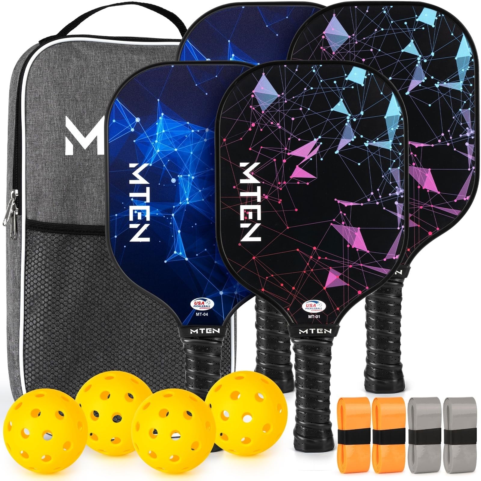 Pickleball Paddle Set of 2/4/1 - USAPA Approved Fiberglass Rackets, Lightweight1
