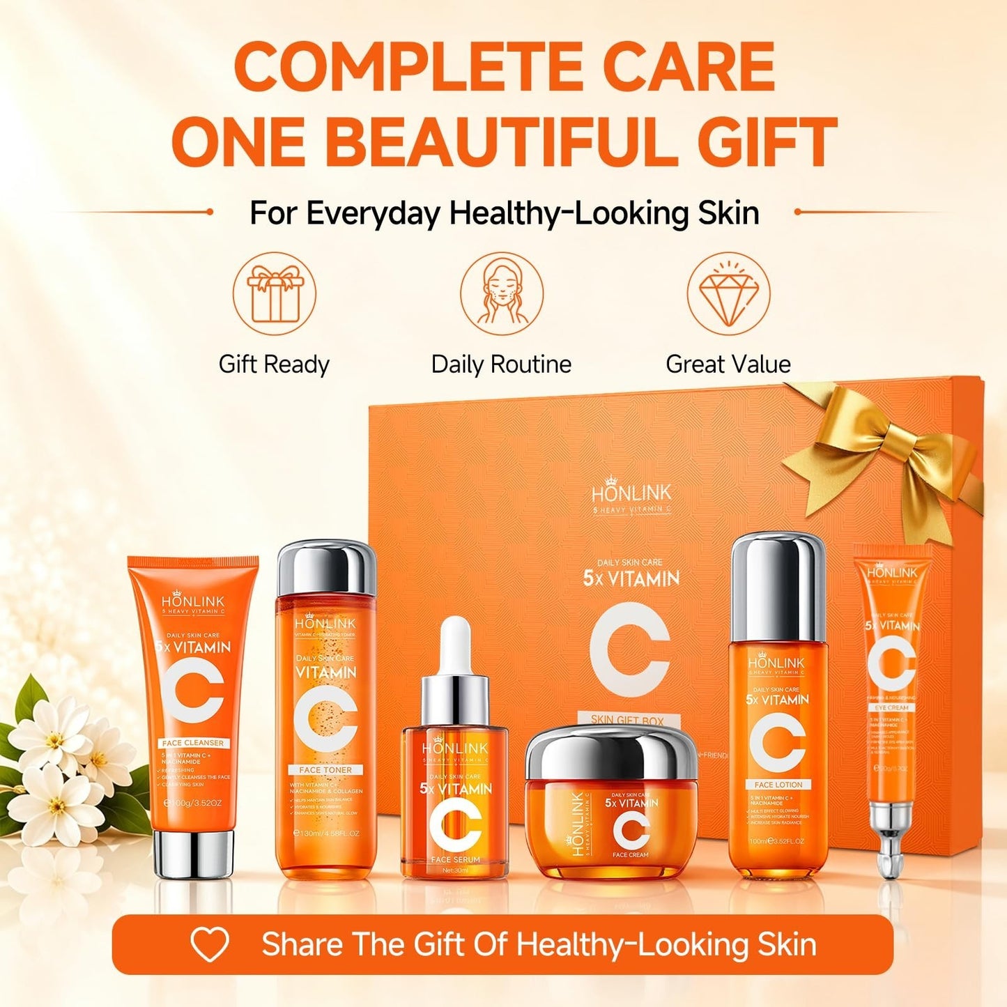 6 Piece Vitamin C & Niacinamide Skincare Set for Daily Facial Care Routine8