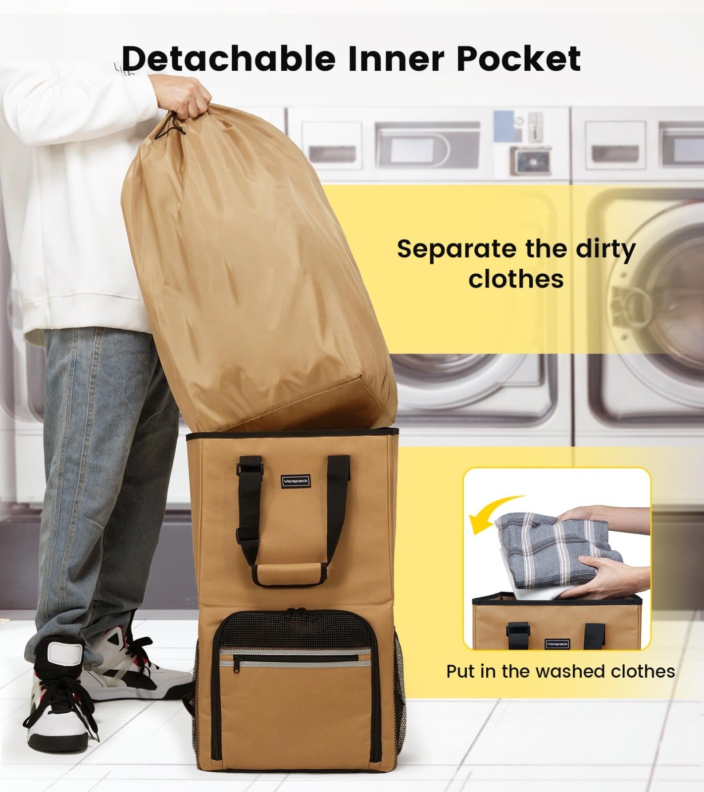 Extra Large Laundry Backpack with Shoulder Straps - Heavy-Duty 2-in-1 Hamper for4