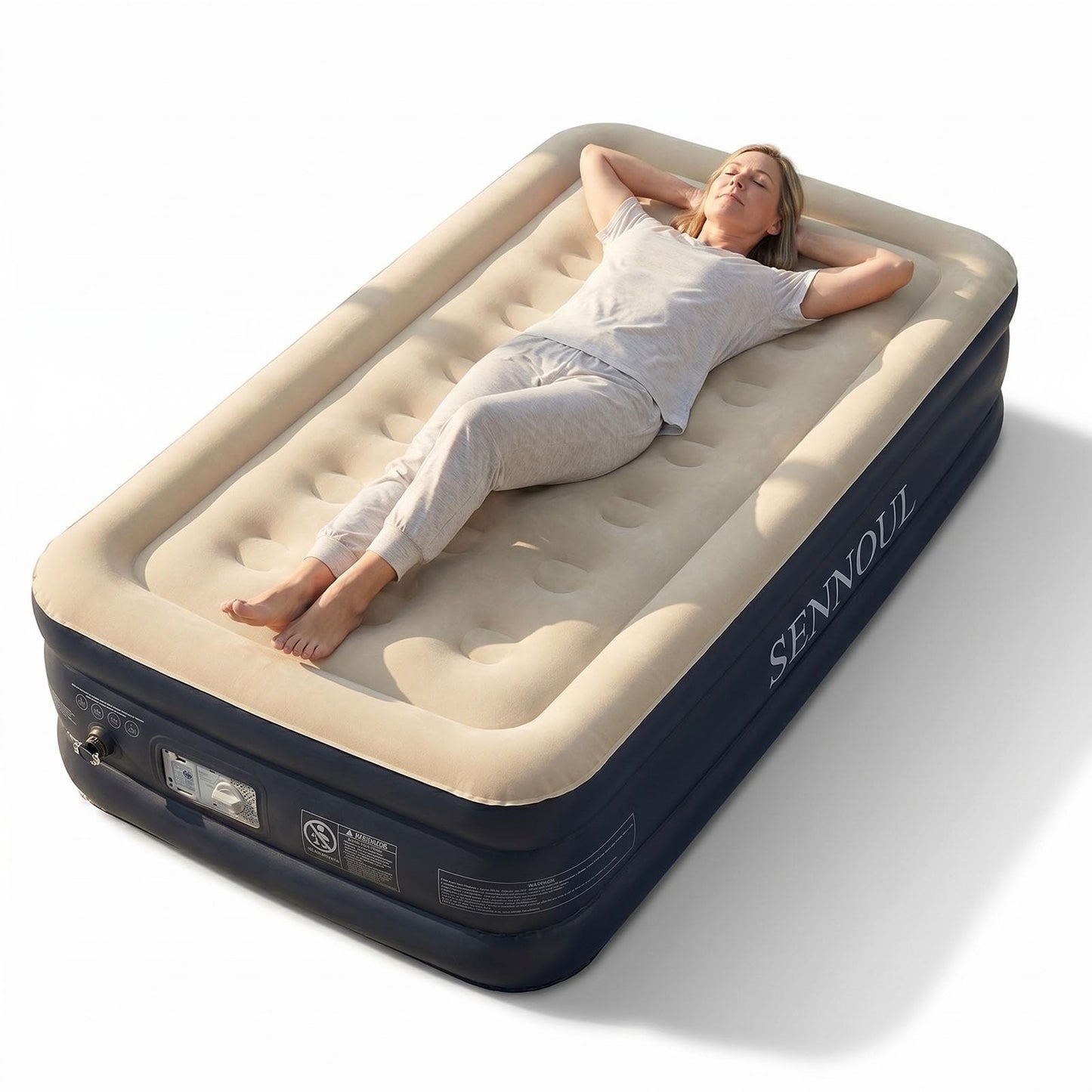 Inflatable Twin Air Mattress with Built in Pump, Fast Inflation, Foldable for Ho1