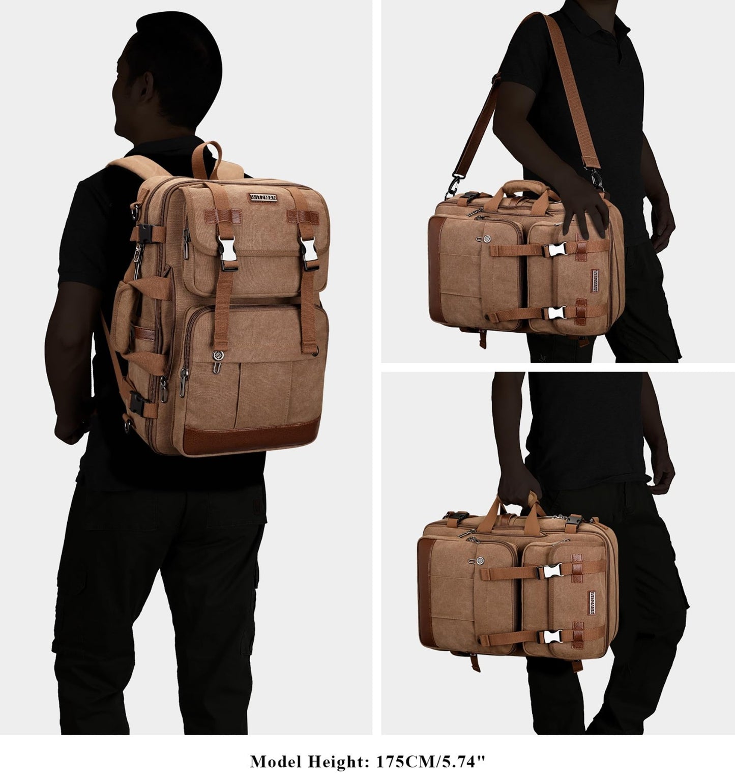 Large Canvas Travel Backpack for Men, Fits 16" Laptop, Durable & Stylish2