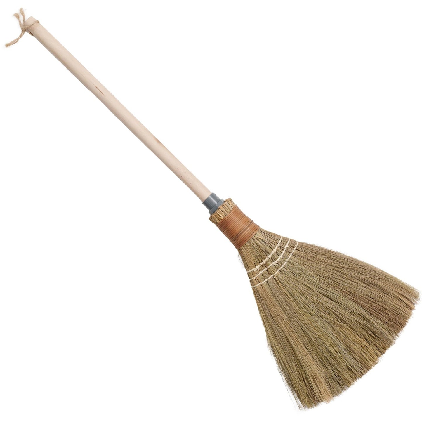 Natural Straw Broom with Wooden Handle - Indoor/Outdoor Cleaning Tool, 27.551