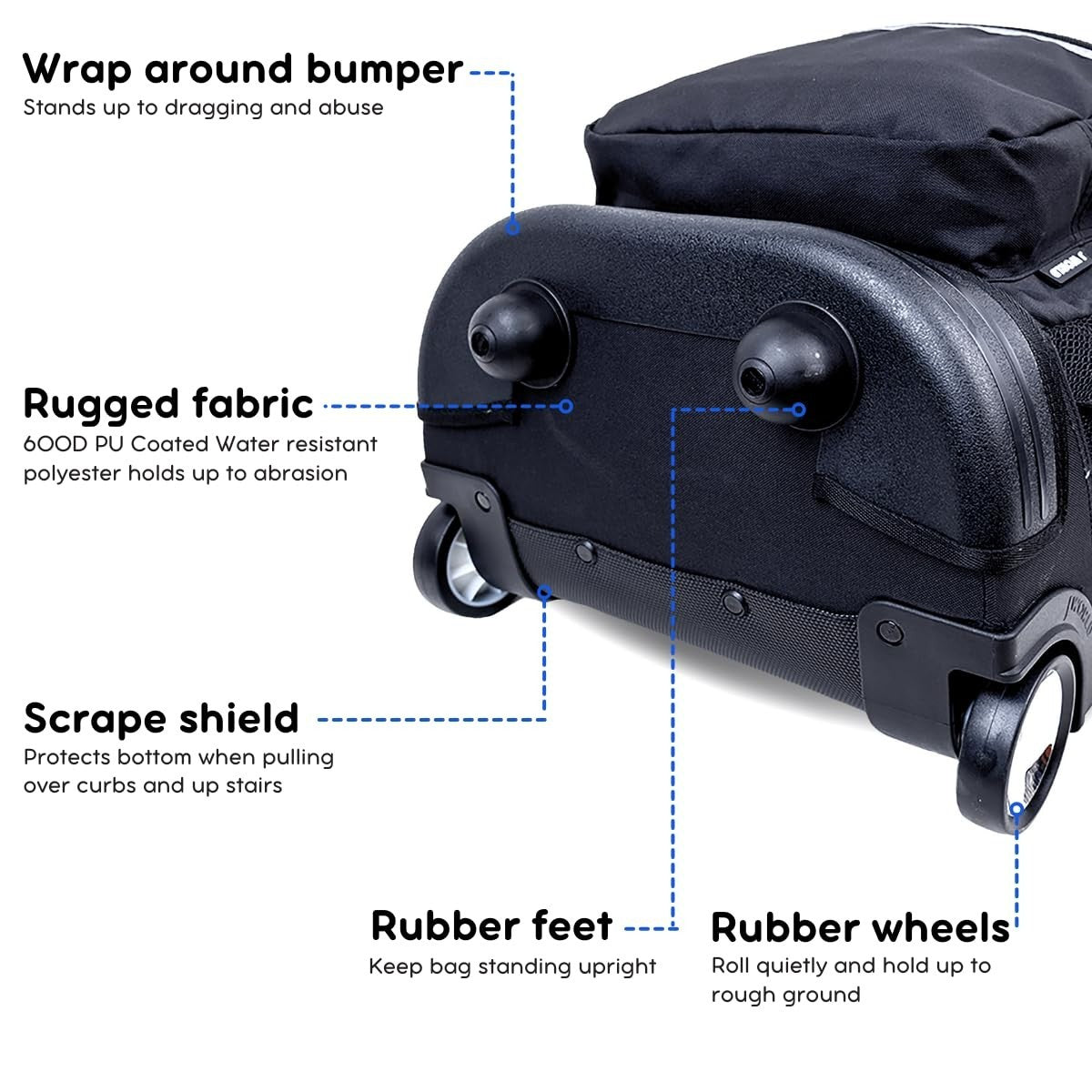 Rolling Backpack for School, Travel & Outdoor   Black, Lightweight & Durable4