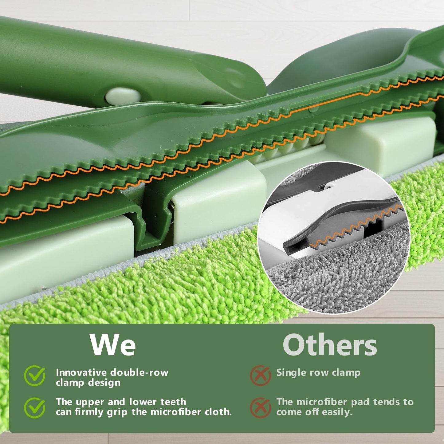 Professional Microfiber Floor Mops - 4 Washable Pads, 59" Stainless Steel Handle4