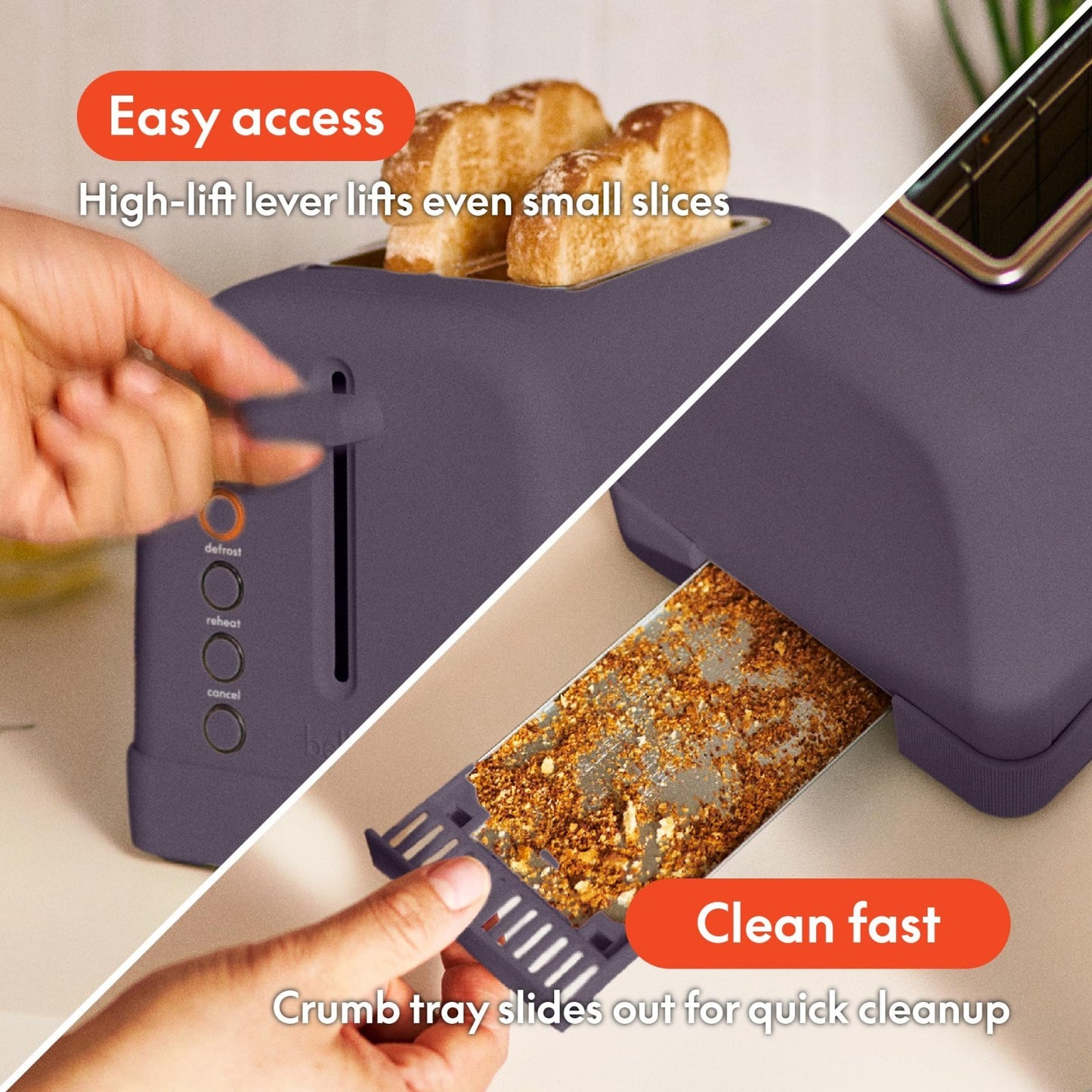 2 Slice Toaster with 6 Shade Settings, Reheat, Bagel, Defrost, Auto Shutoff, Plu3