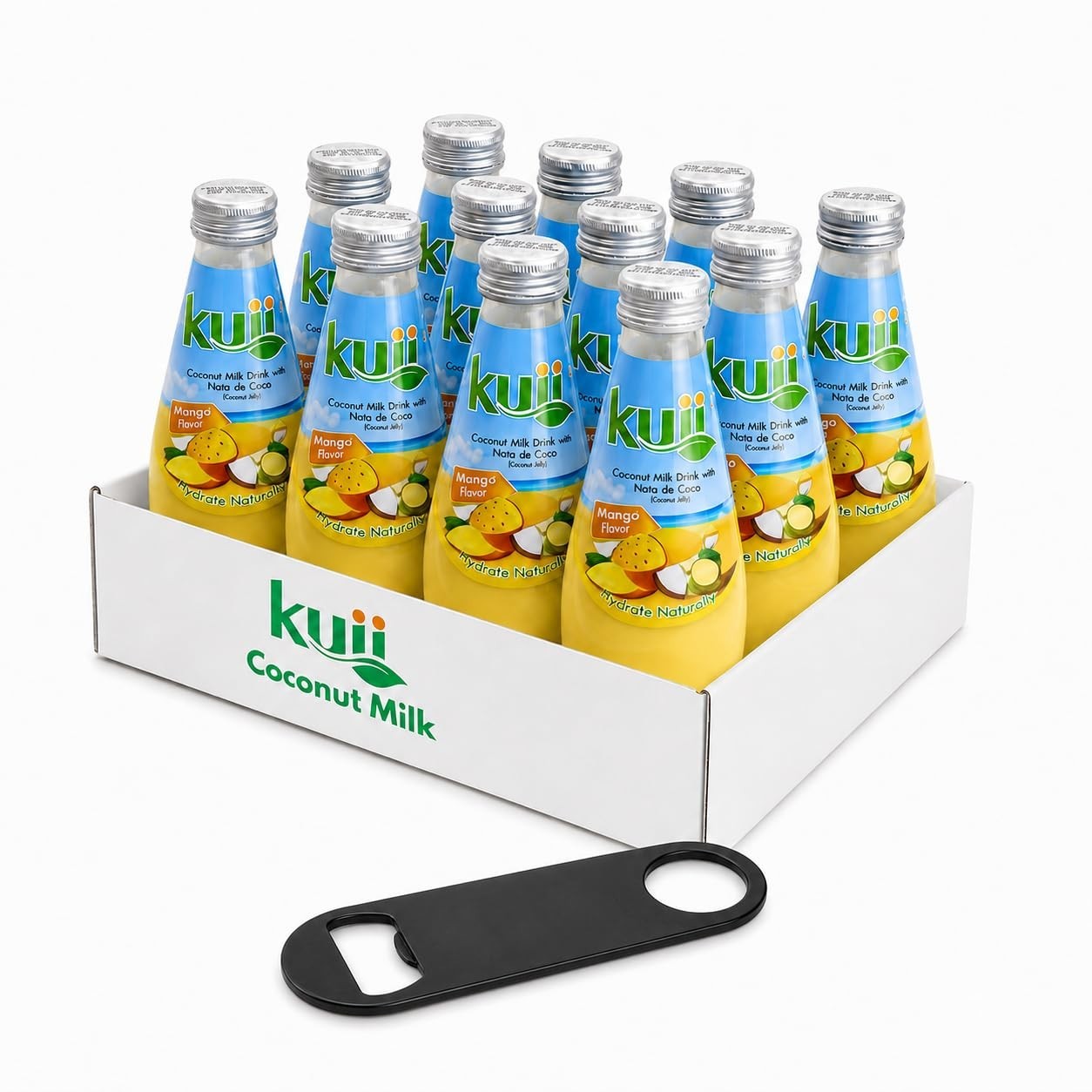 Mango Coconut Milk Drink with Nata de Coco & Bottle Opener - 12 Pack Refreshing1