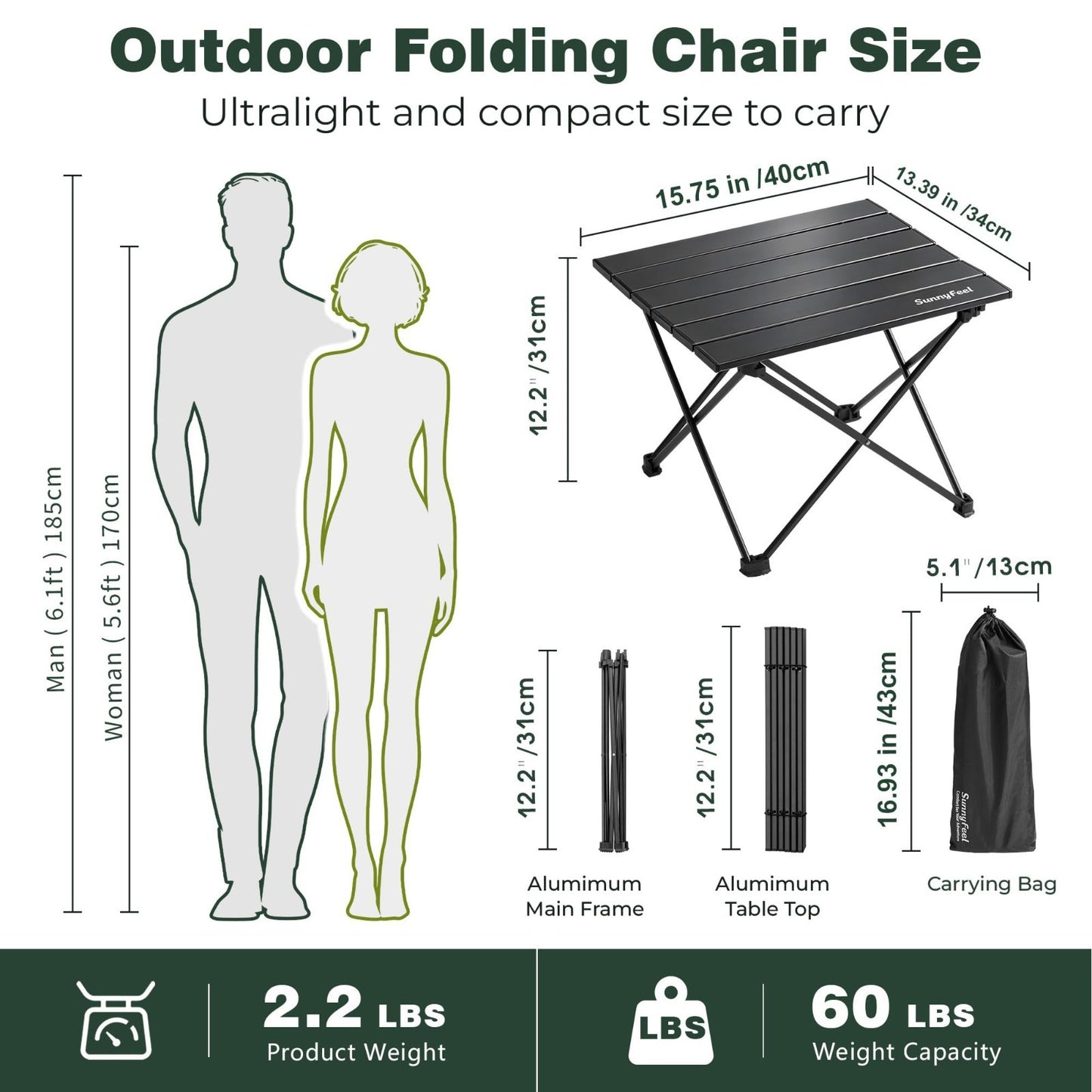 Compact Ultralight Folding Camping Table - Portable Picnic Table with Carry Bag2