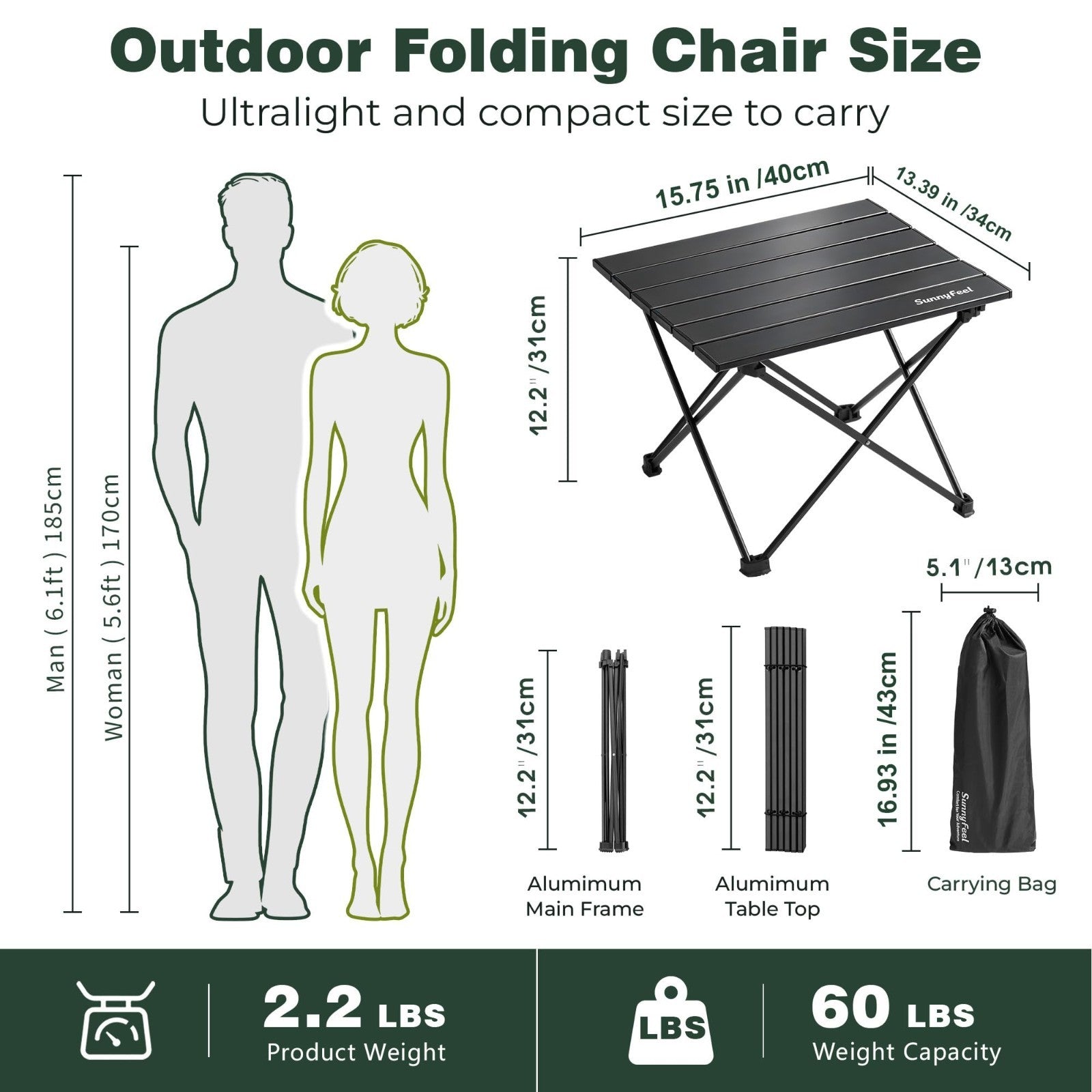 Compact Ultralight Folding Camping Table - Portable Picnic Table with Carry Bag2