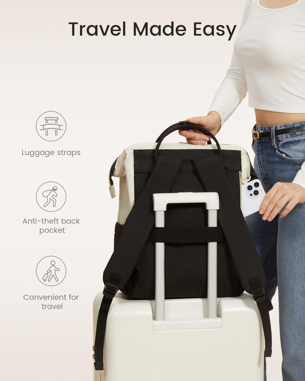 Stylish 15.6" Laptop Backpack for Women, Waterproof Large Capacity Work & Travel6