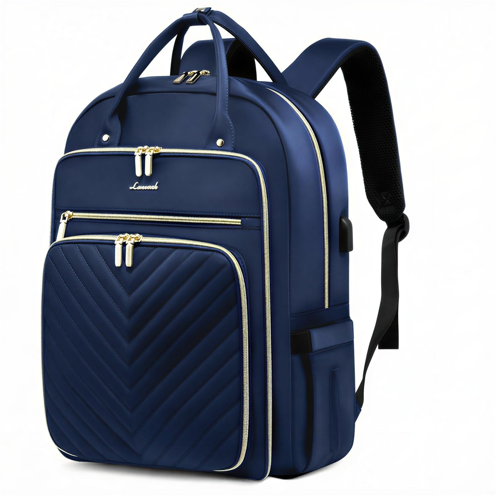 Stylish 17.3" Waterproof Laptop Backpack for Women & Men, Travel Work Purse, Nav1