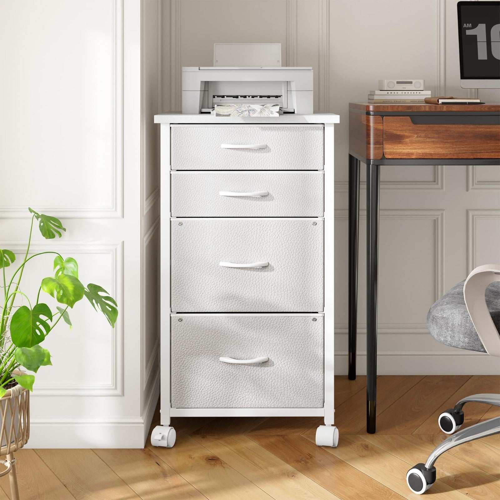 4 Drawer Rolling File Cabinet for A4 Letter Size   Home Office Storage, Printer1