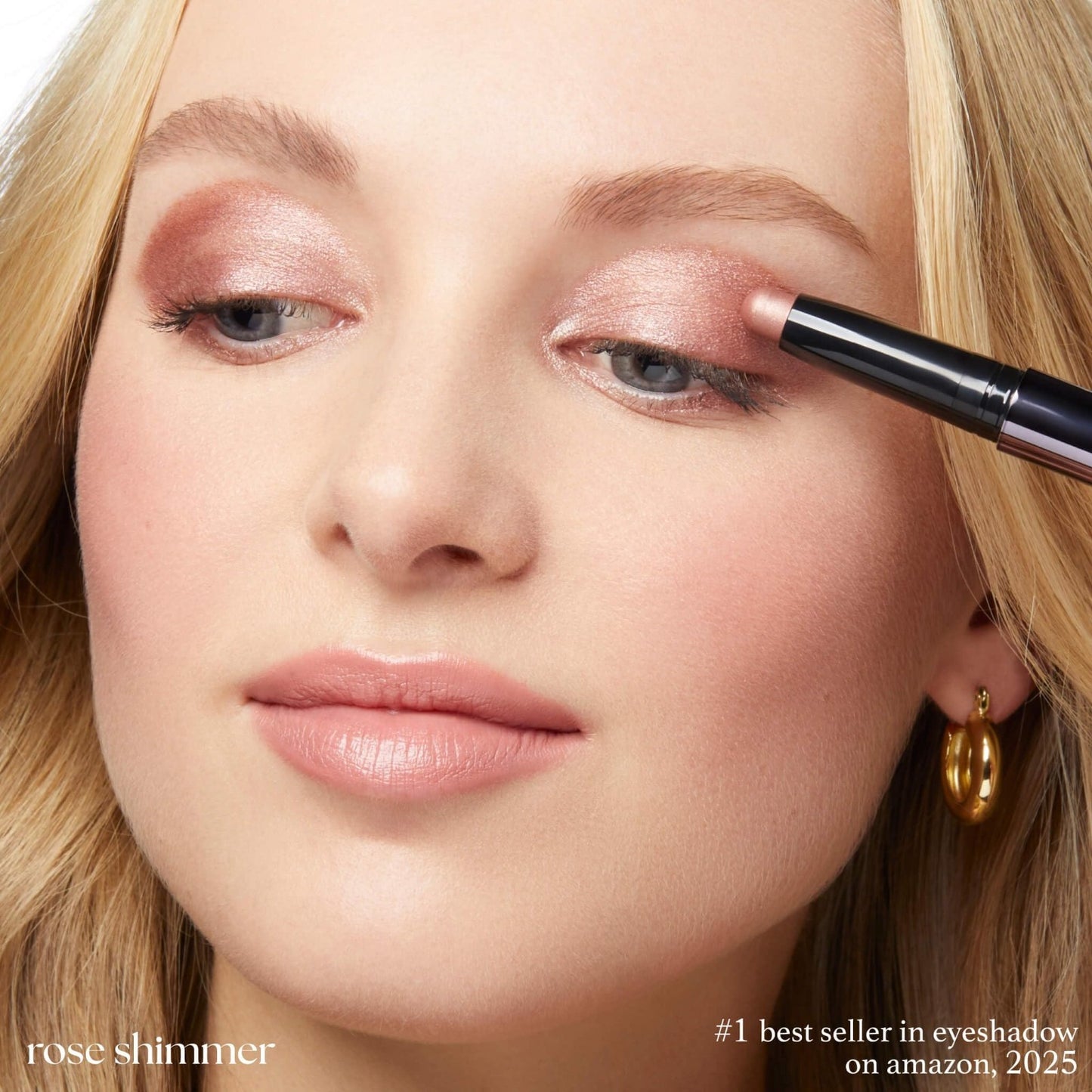 Crème-to-Powder Eyeshadow Stick - Rose Shimmer, Long-Lasting, Easy Application4