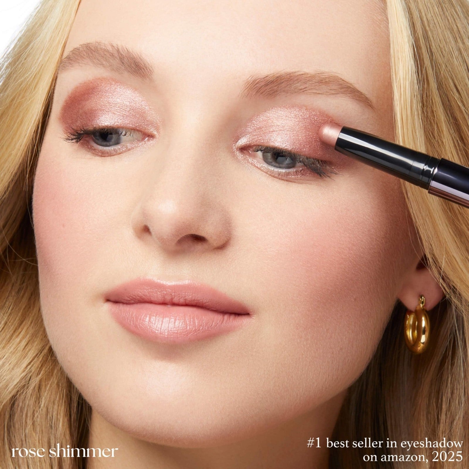 Crème-to-Powder Eyeshadow Stick - Rose Shimmer, Long-Lasting, Easy Application4