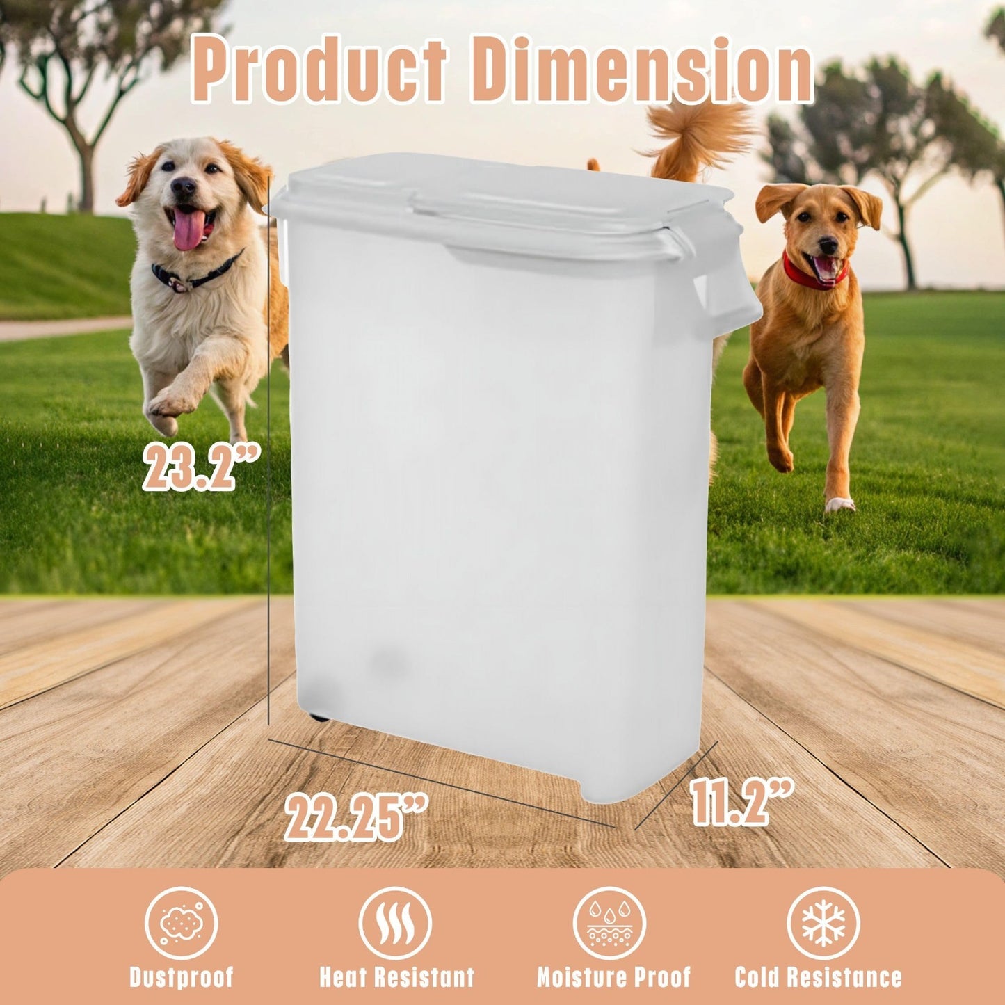 Airtight Rolling Pet Food Storage Container 50 Quart with Scoop   Dog Cat Food B2