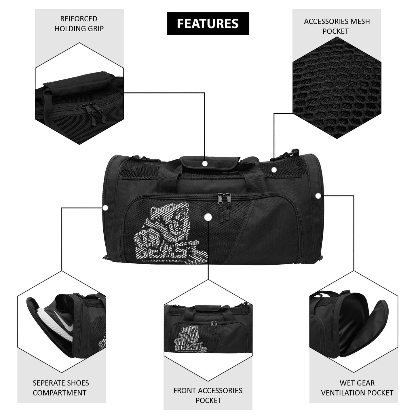 Versatile Gym Duffle Bag - Workout, Boxing, MMA Sports Bag with Shoe Compartment2