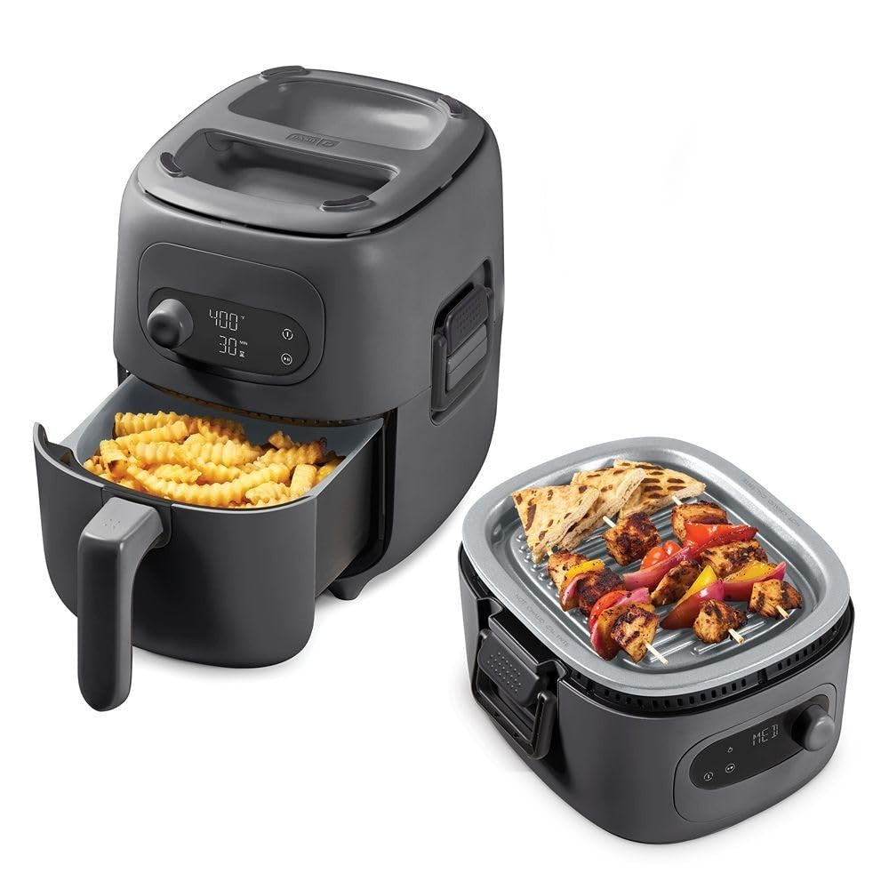 2-in-1 Air Fryer & Grill, 3 QT Capacity, Healthy Cooking, Non-Stick, Versatile1