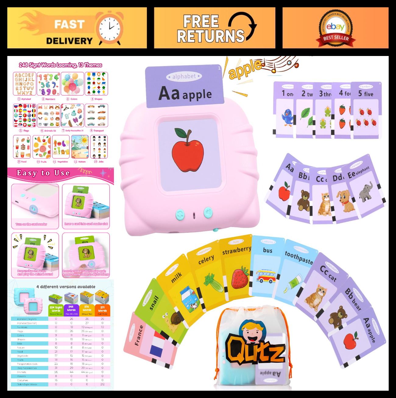 Educational Flash Cards for Toddlers 2-4, Autism Toys, Speech Therapy, Sight Wor0