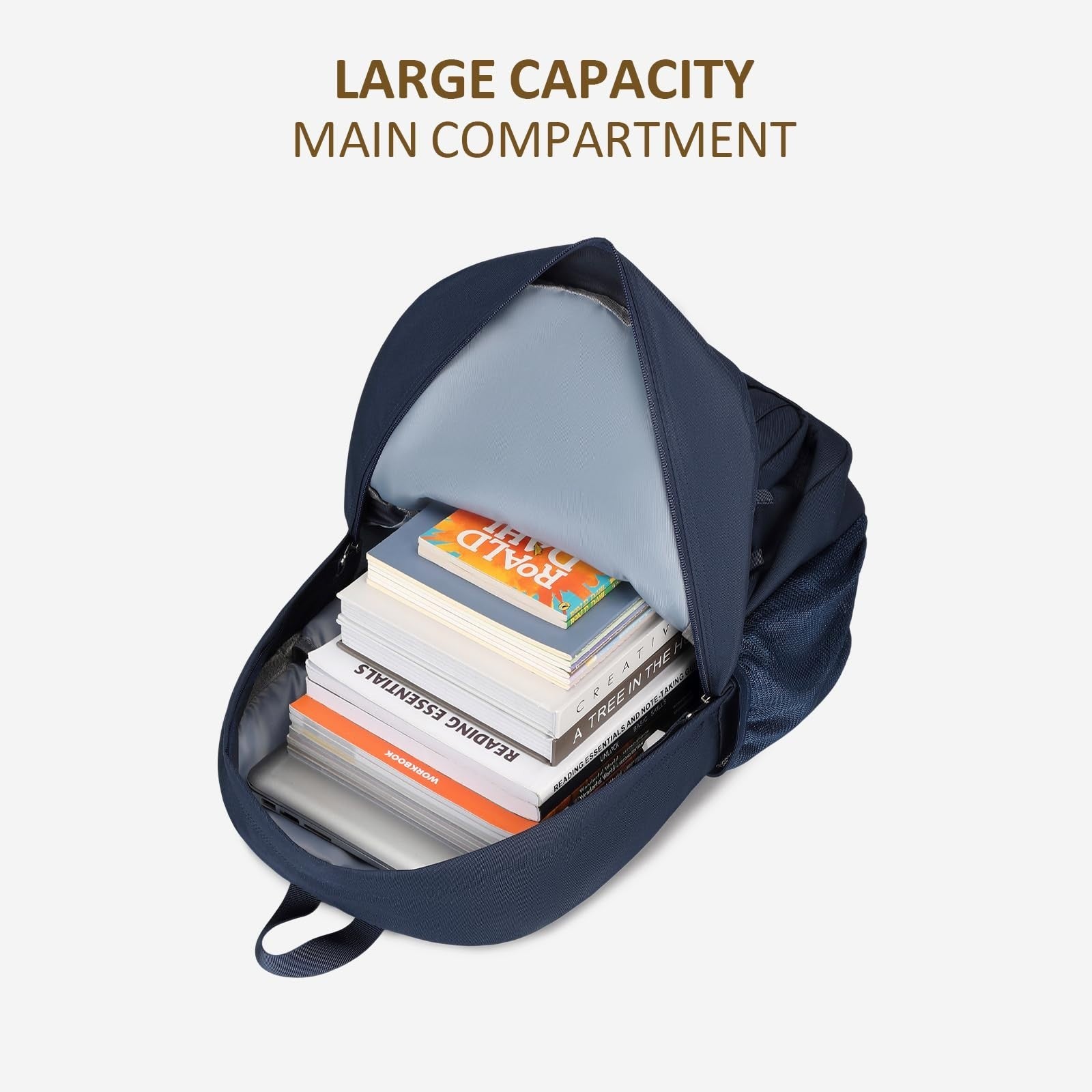 Water Resistant Large Travel Backpack for College, School, Men & Women   Navy5