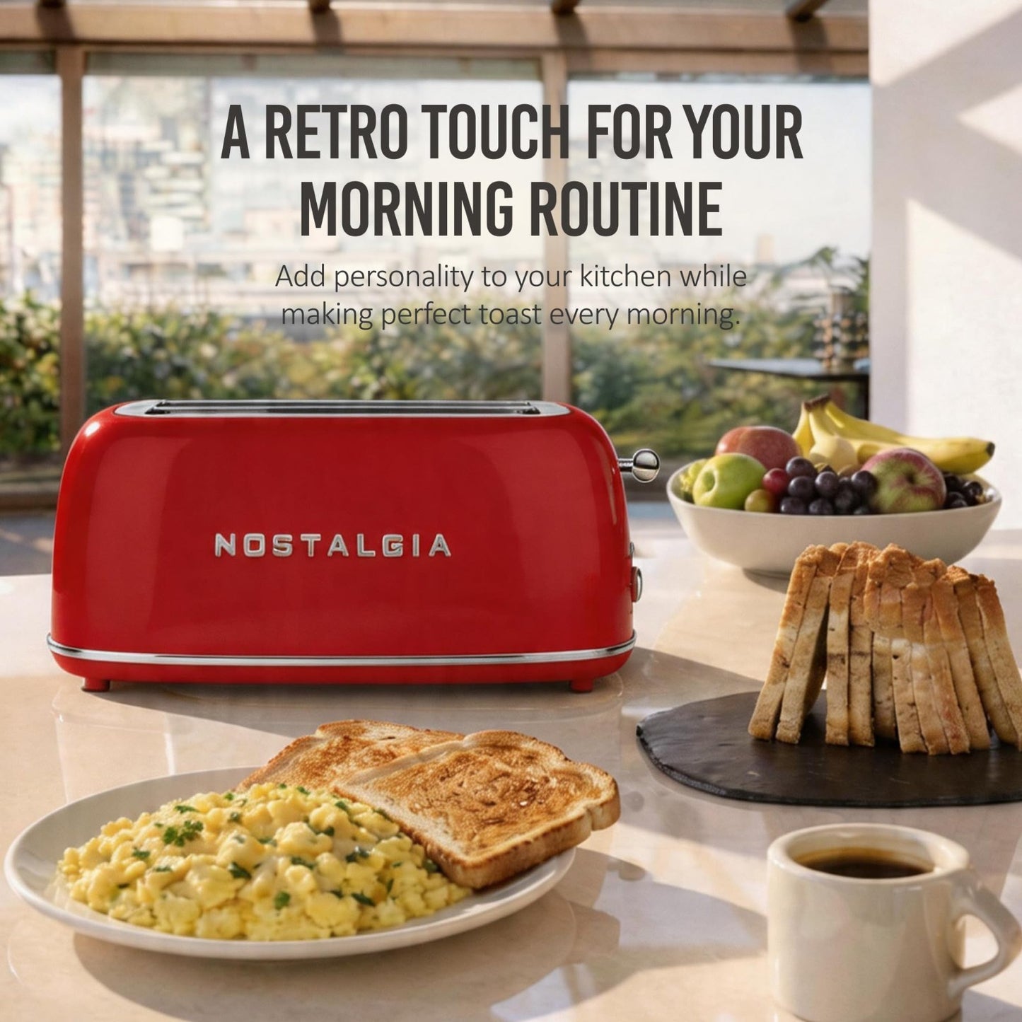 Retro 4 Slice Toaster   Vintage Design, Wide Slots, 6 Toasting Levels, Crumb Tra2