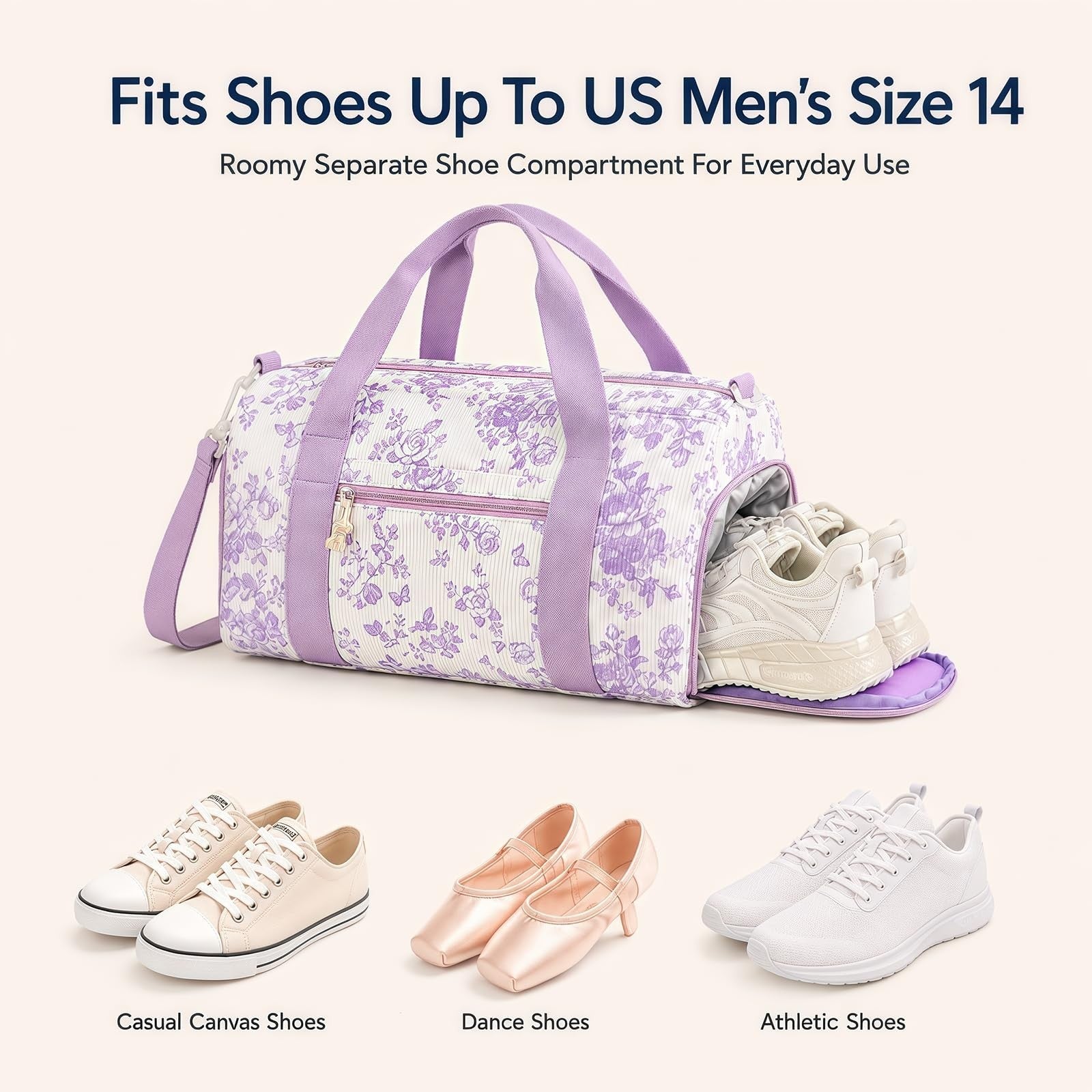 Cute Girls Duffle Bag with Shoes Compartment & Wet Separation - Waterproof Gym &3