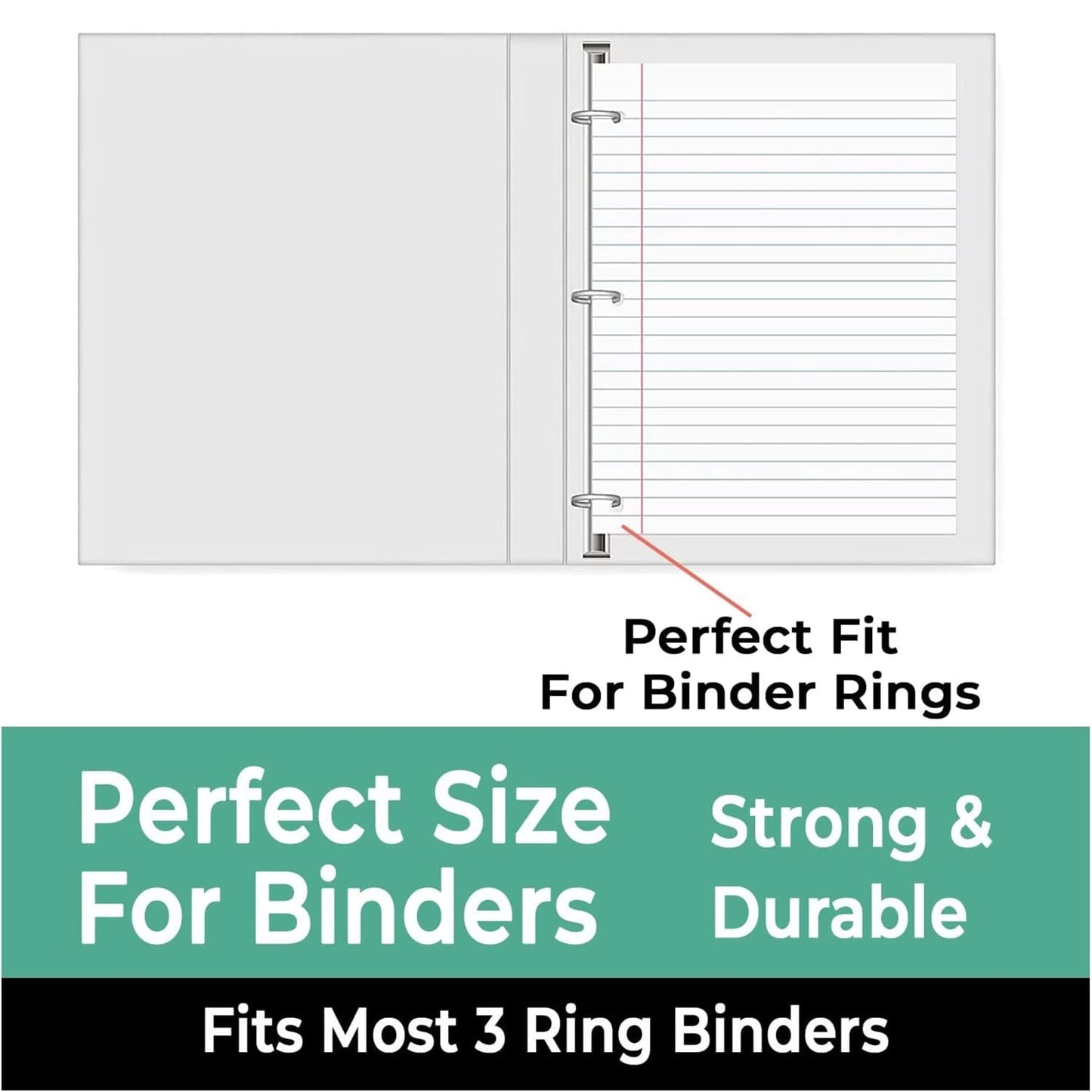 450 Sheets College Ruled Loose Leaf Paper, 3 Pack, 8" x 10.5", 3 Hole Punched Fi5