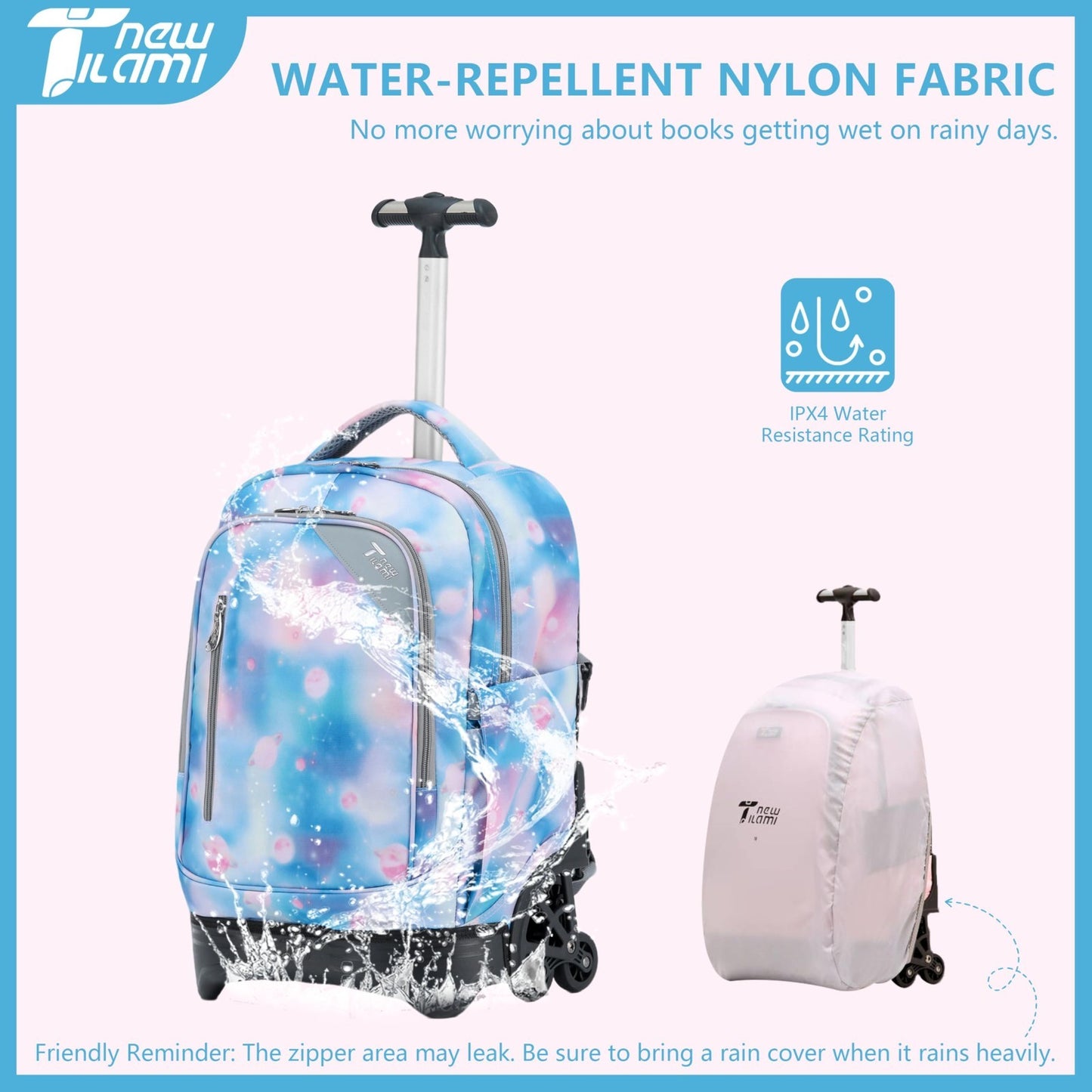 18 Inch Rolling Backpack with Lunch Bag for Kids   School Travel Bag, Durable &8