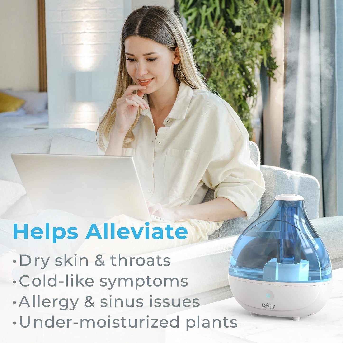 Ultrasonic Cool Mist Humidifier - Quiet, Long-Lasting 25H for Bedroom, Nursery &3