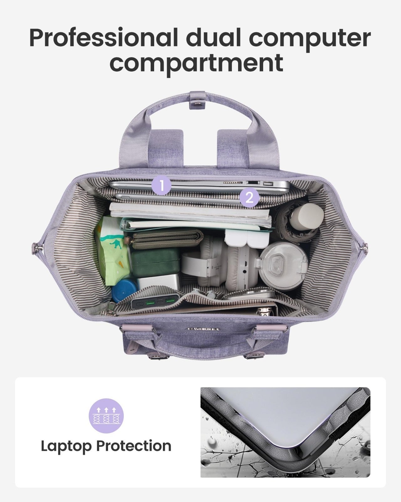 Stylish 15.6" Laptop Backpack for Women, Waterproof Travel Bag with Tumbler Hold5