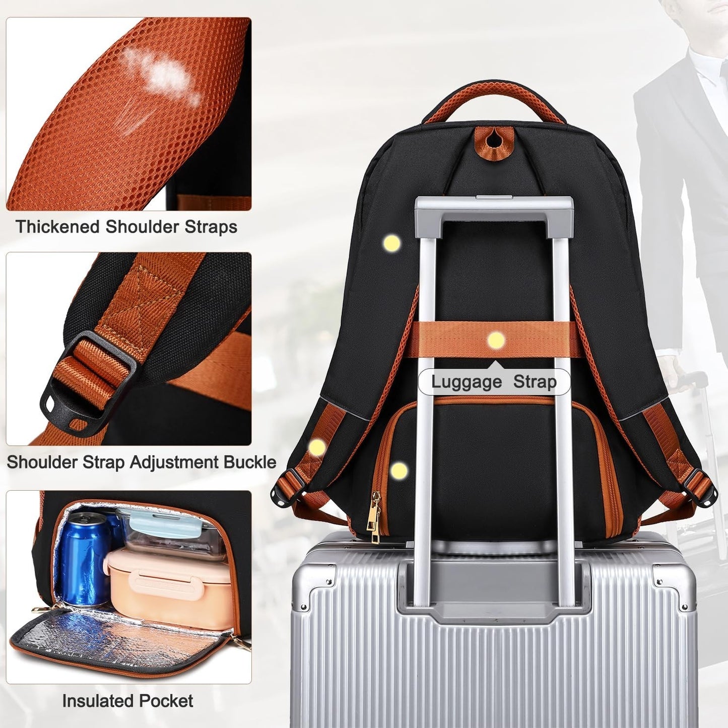40L Travel Backpack for Men & Women, TSA Approved Carry-On, Fits 17" Laptop, Bla5