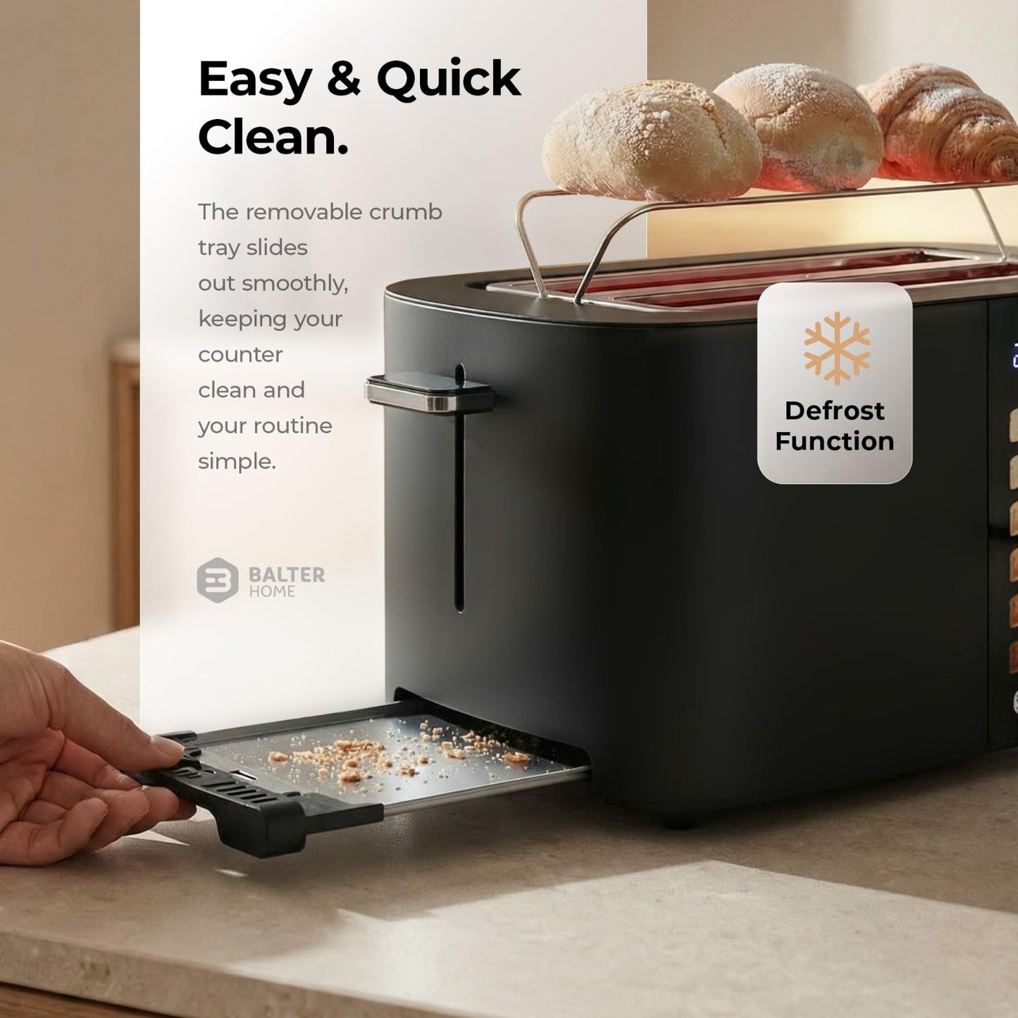 4 Slice Wide Slot Toaster with Bagel Function, Touch Screen, Stainless Steel, Ex6