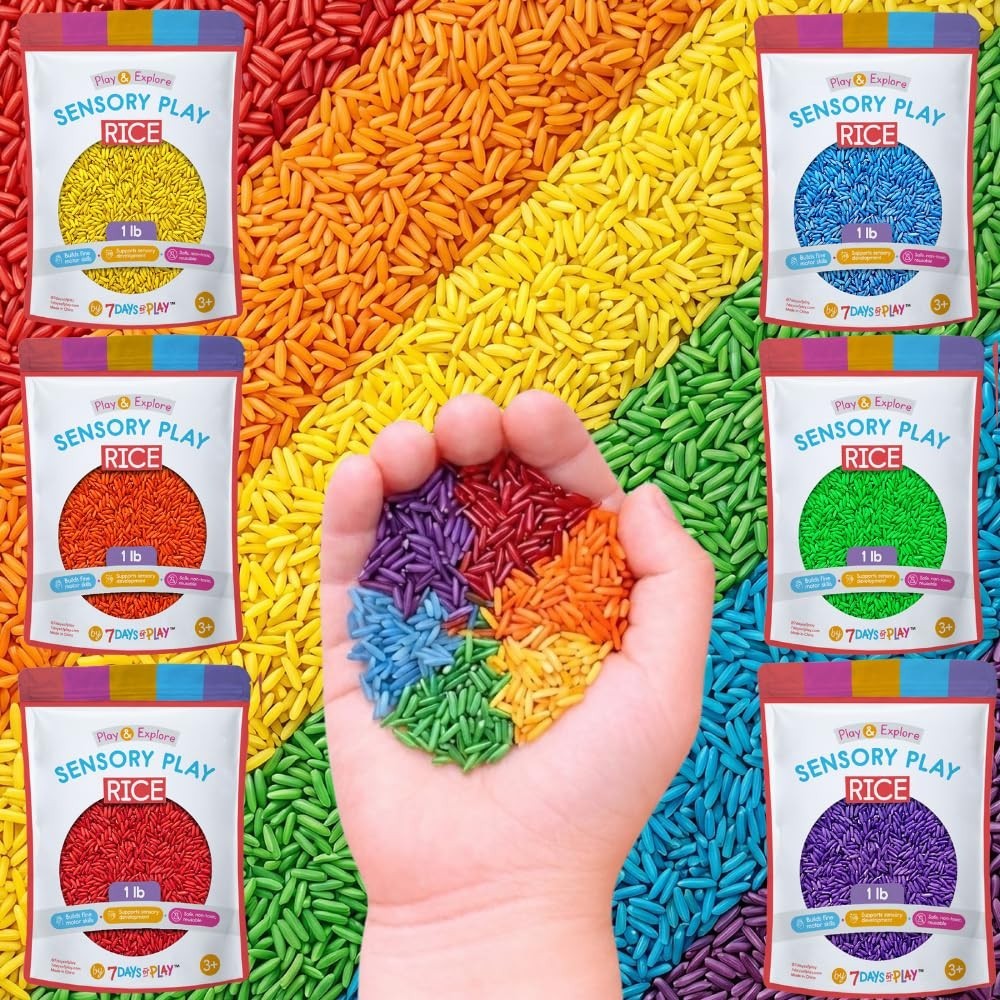 Colorful Sensory Play Rice for Kids - 6 Pack (6 lbs Total) Non-Toxic Bin Fillers0