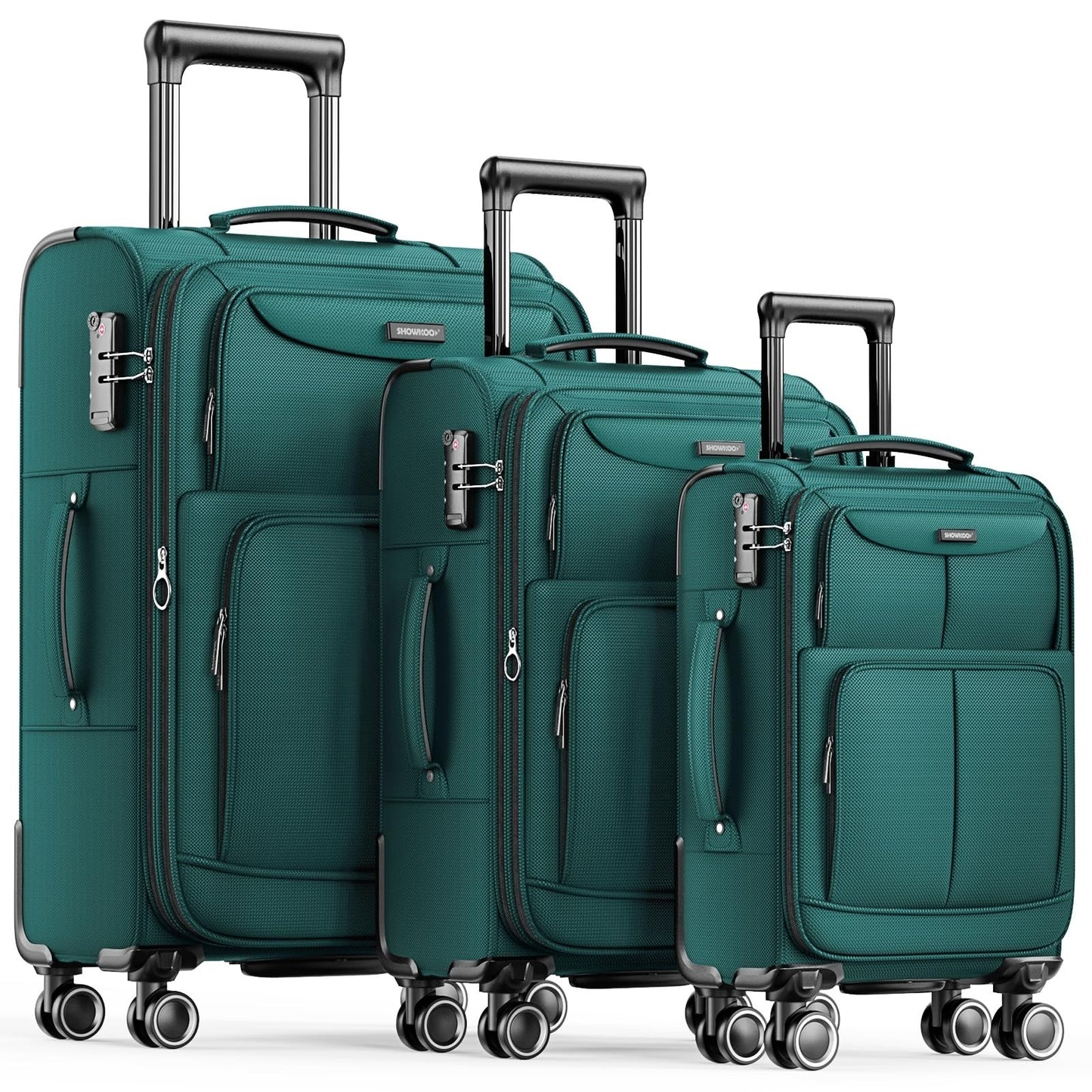 3-Piece Softside Luggage Set - Expandable, Durable Oxford Fabric, TSA Lock, 360°1