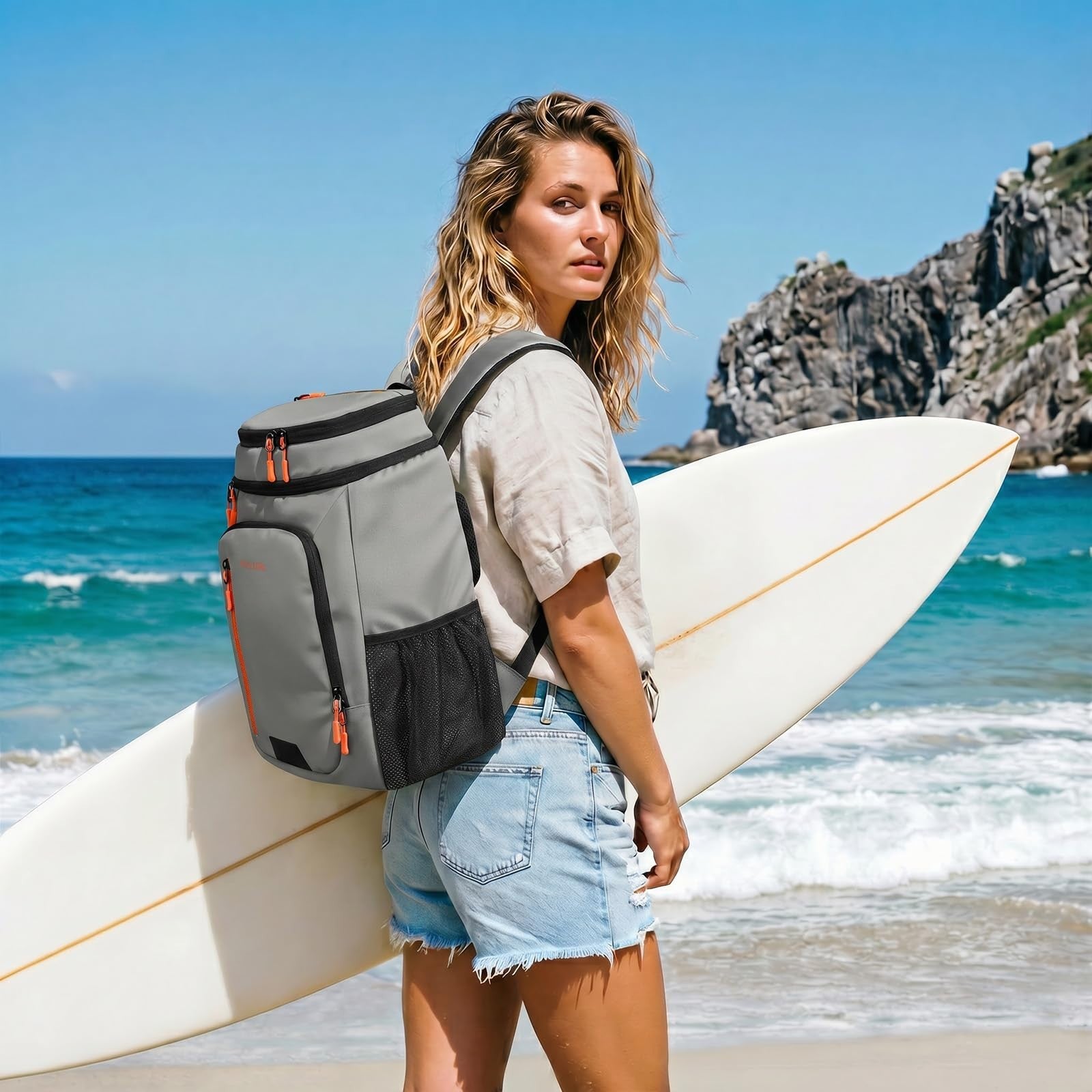 Insulated Cooler Backpack - 33 Can Leakproof, Waterproof, Anti-Theft, for Beach7