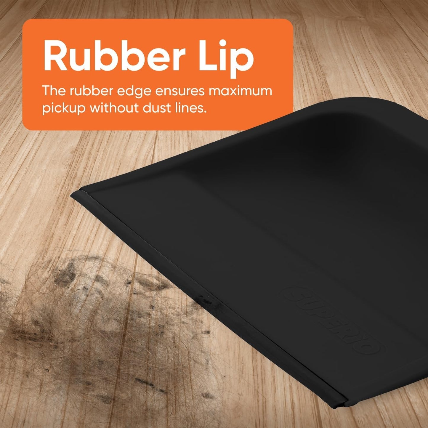 Durable Clip-On Dustpan with Rubber Lip - 10" Wide Plastic, Comfort Grip Handle,4